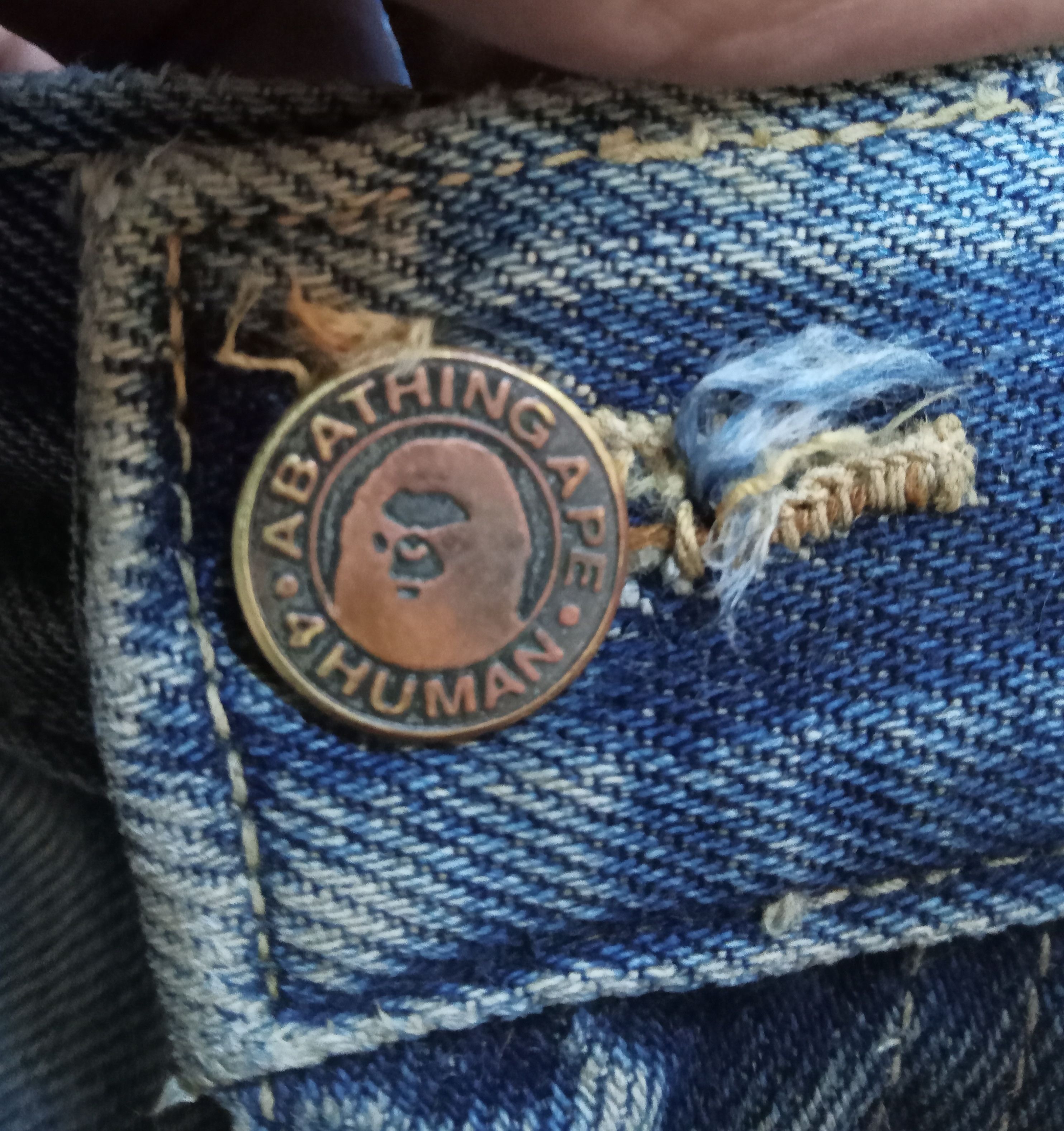 Bape A Bathing Ape Distressed Vintage Half Selvedge Jeans Size US 33 - 6 Thumbnail