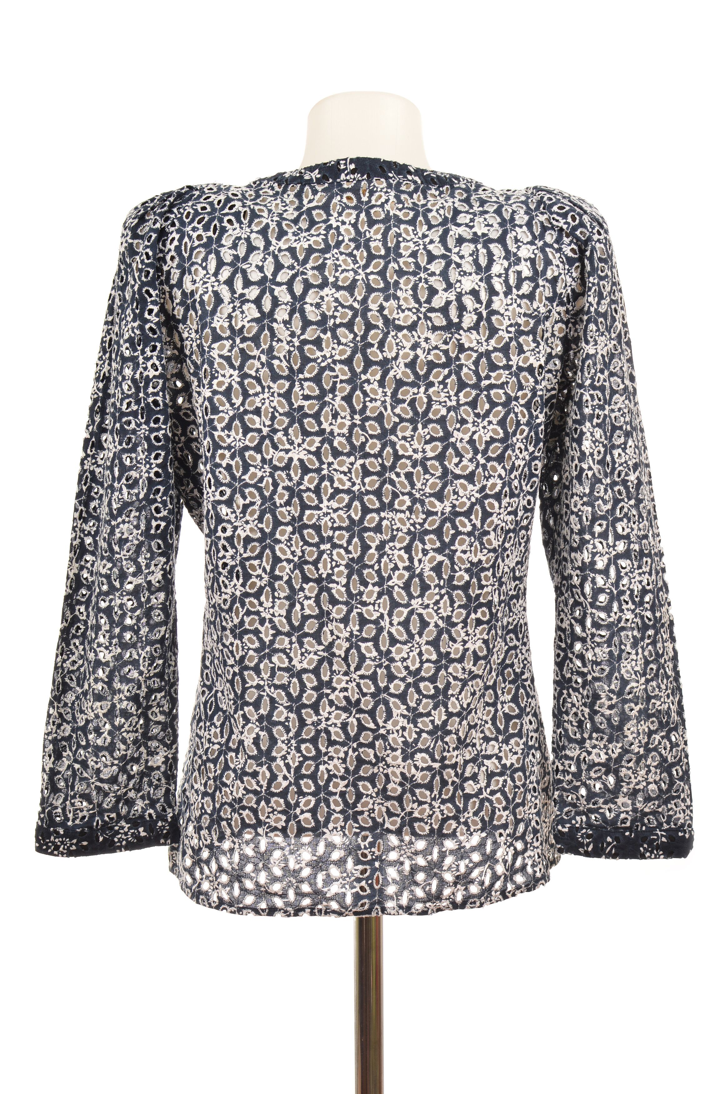 Maje Maje Luigy Cotton Eyelet Floral Embroidered Blouse Top Size M / US 6-8 / IT 42-44 - 4 Thumbnail