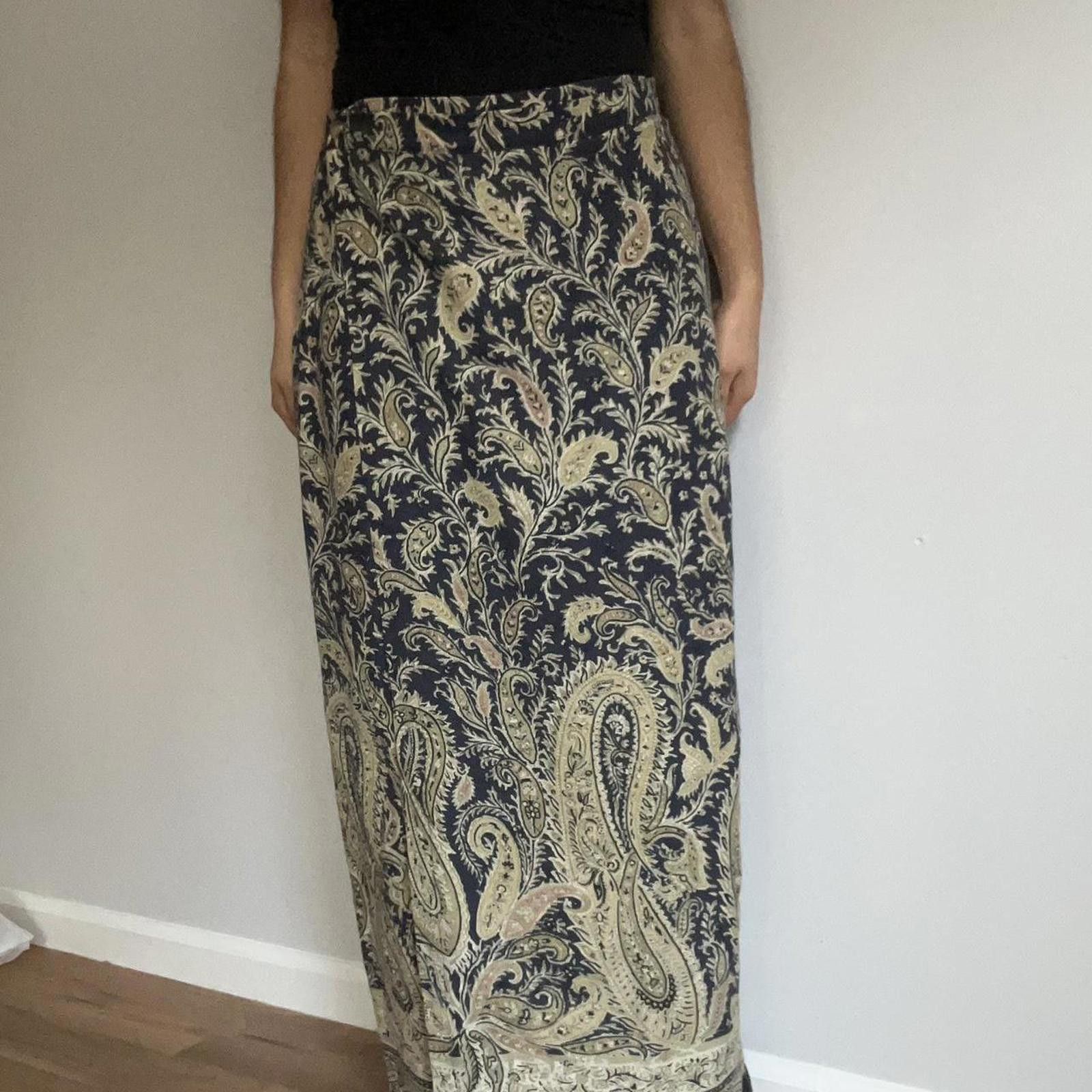 Other Blue green and cream paisley print maxi skirt #whimsygoth Size 28" / US 6 / IT 42 - 7 Thumbnail