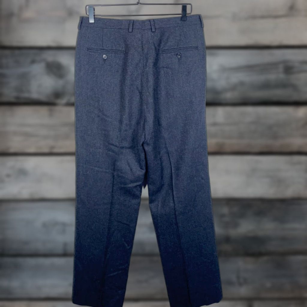 Vintage Wool Herringbone Pleated Trousers Men's 33 x 30 Dark Gray Pants Zip Fly Size US 33 - 1 Thumbnail