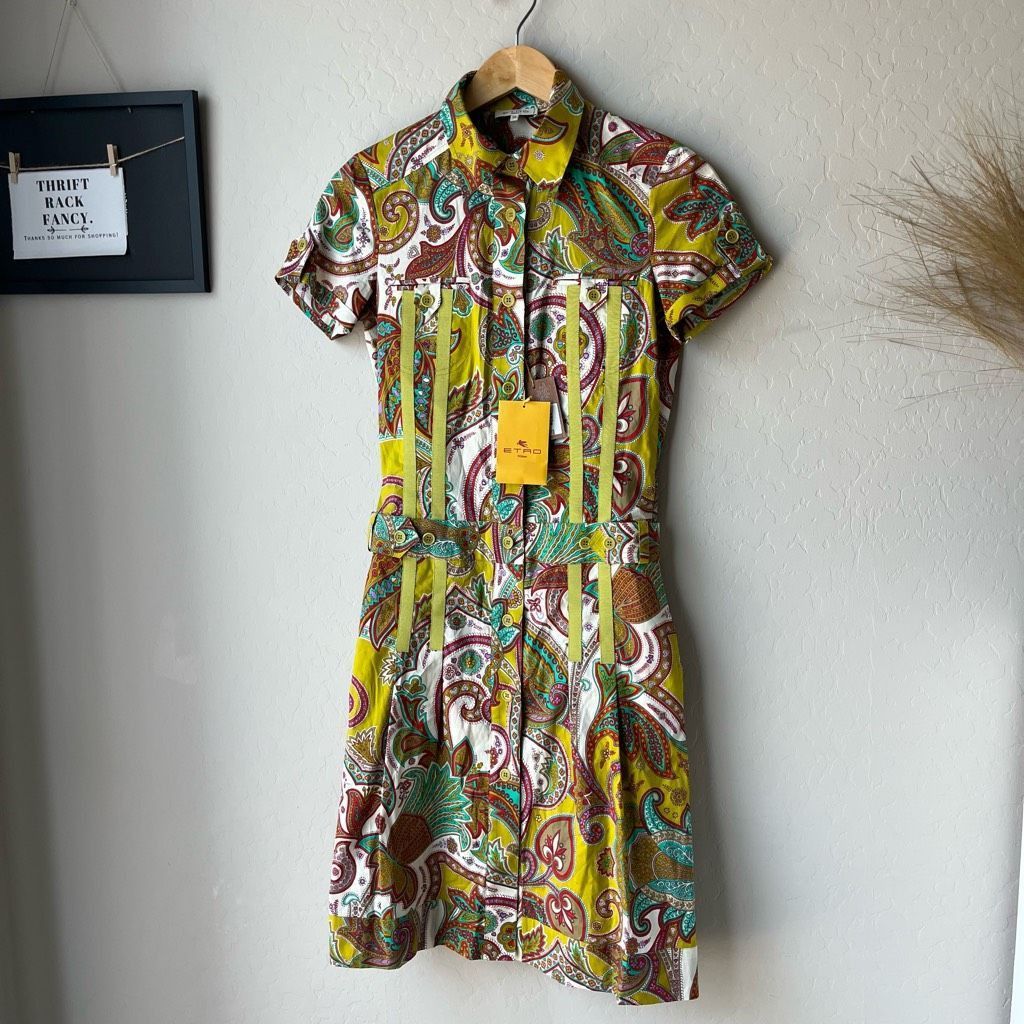 Etro NEW ETRO Dress Paisley Print Collared Button Down Shirt Dres Size XS / US 0-2 / IT 36-38 - 3 Thumbnail