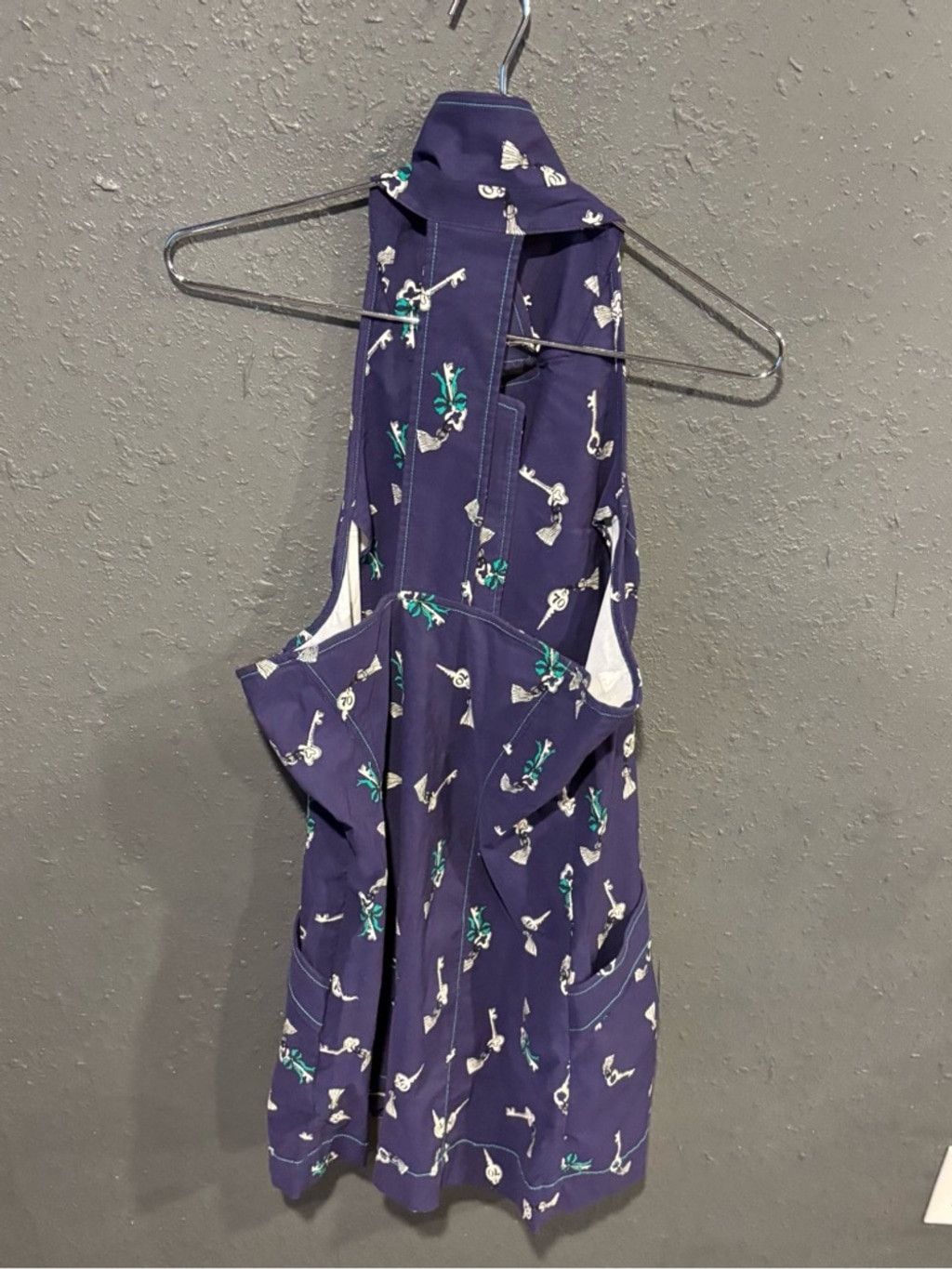 Anthropologie Anthropology Maeve Navy Button-Up midi Dress with Key Print Size XL / US 12-14 / IT 48-50 - 6 Thumbnail