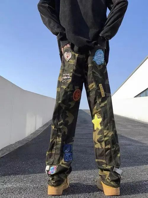 Jean Retro West Coast niche design patch camouflage jeans Size US 32 / EU 48 - 8 Thumbnail
