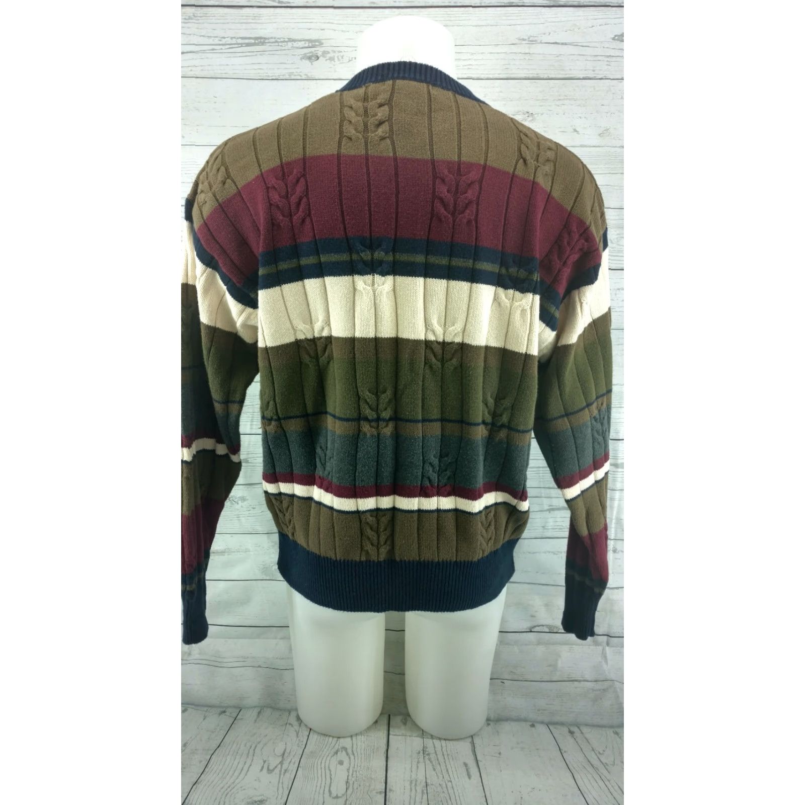 Nautica Nautica Men XL multi-color crew neck cotton cable-knit sweater Size US XL / EU 56 / 4 - 4 Thumbnail