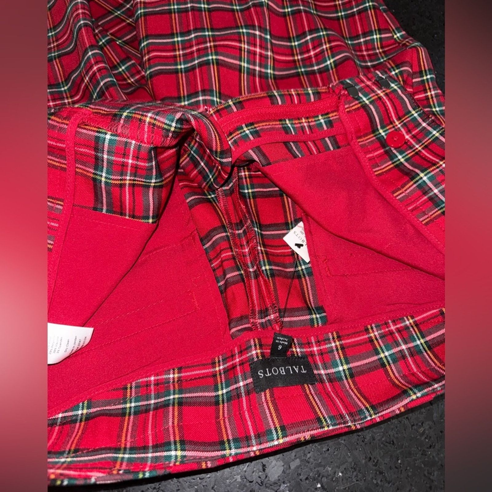 Talbots TALBOTS TAPERED ANKLE WOOL BLEND PANTS RED TARTAN PLAID SZ 6 Size 28" / US 6 / IT 42 - 8 Thumbnail
