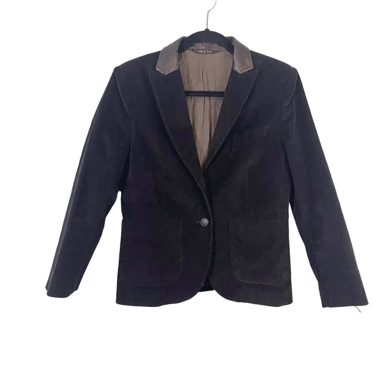 image of Rag Bone Rag & Bone Womens Black Blazer Cotton Corduroy Jacket Size 6