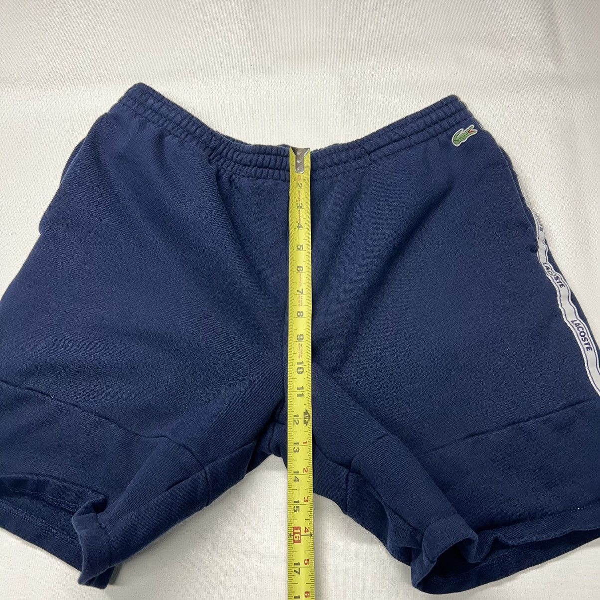 Lacoste Lacoste Sweat Shorts Blue Stripe Letter Logo Navy Drawstring Size US 36 / EU 52 - 18 Thumbnail