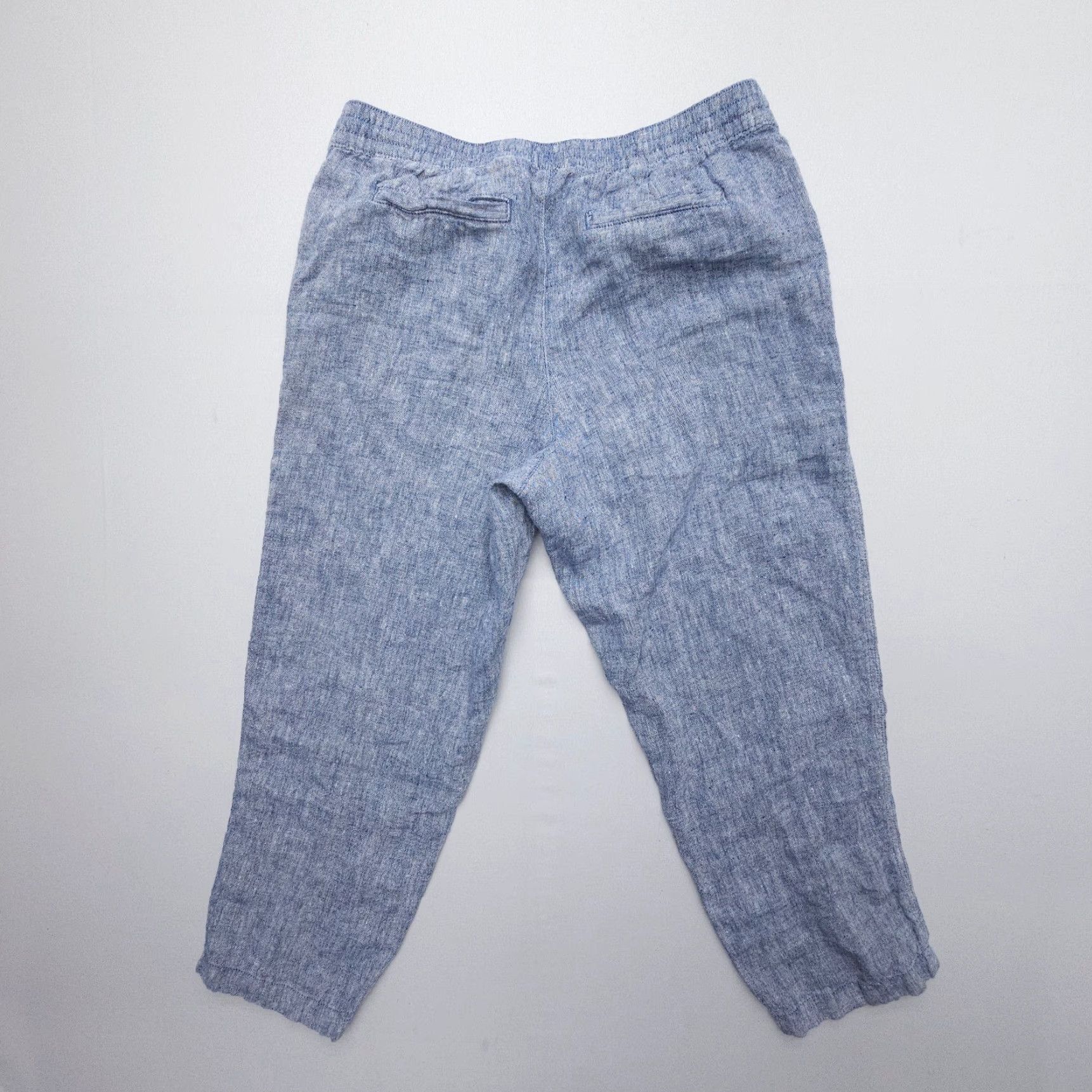 Lands' End Lands' End 100% Linen Pull On Cropped Pants Size 8 Blue Coastal Drawstring Beachy Size 30" / US 8 / IT 44 - 2 Thumbnail