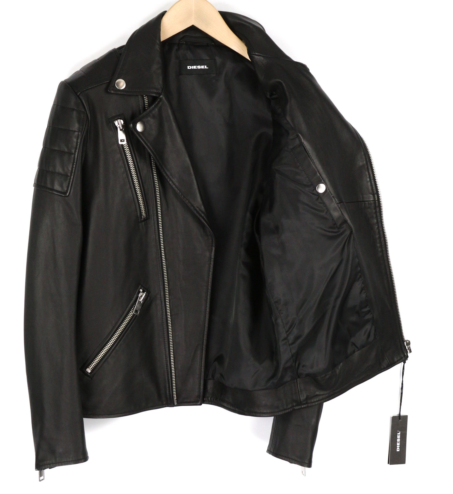 Diesel R-PUSMIR M Black Sheep Leather Zip Lined Jacket 81721 Size US M / EU 48-50 / 2 - 4 Thumbnail