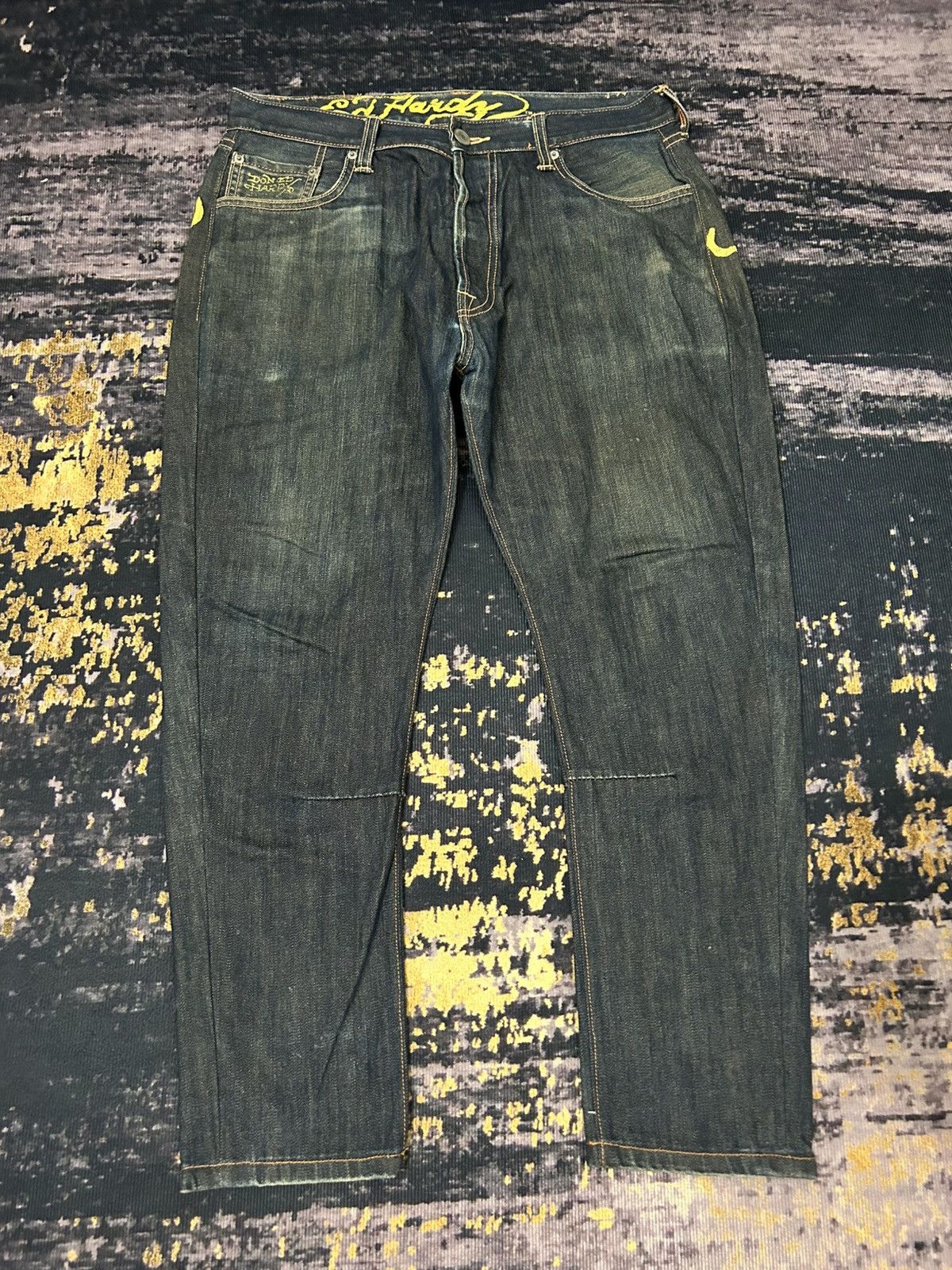 Ed Hardy 2008 Ed Hardy Skull Pocket Back Jeans Size US 38 / EU 54 - 4 Thumbnail