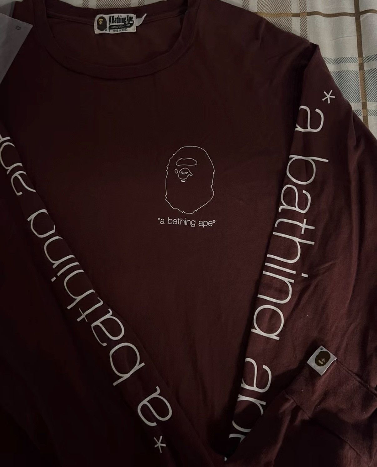 Bape BAPE OG Nigo era burgundy small ape head long-sleeve hoodie Size US L / EU 52-54 / 3 - 2 Thumbnail