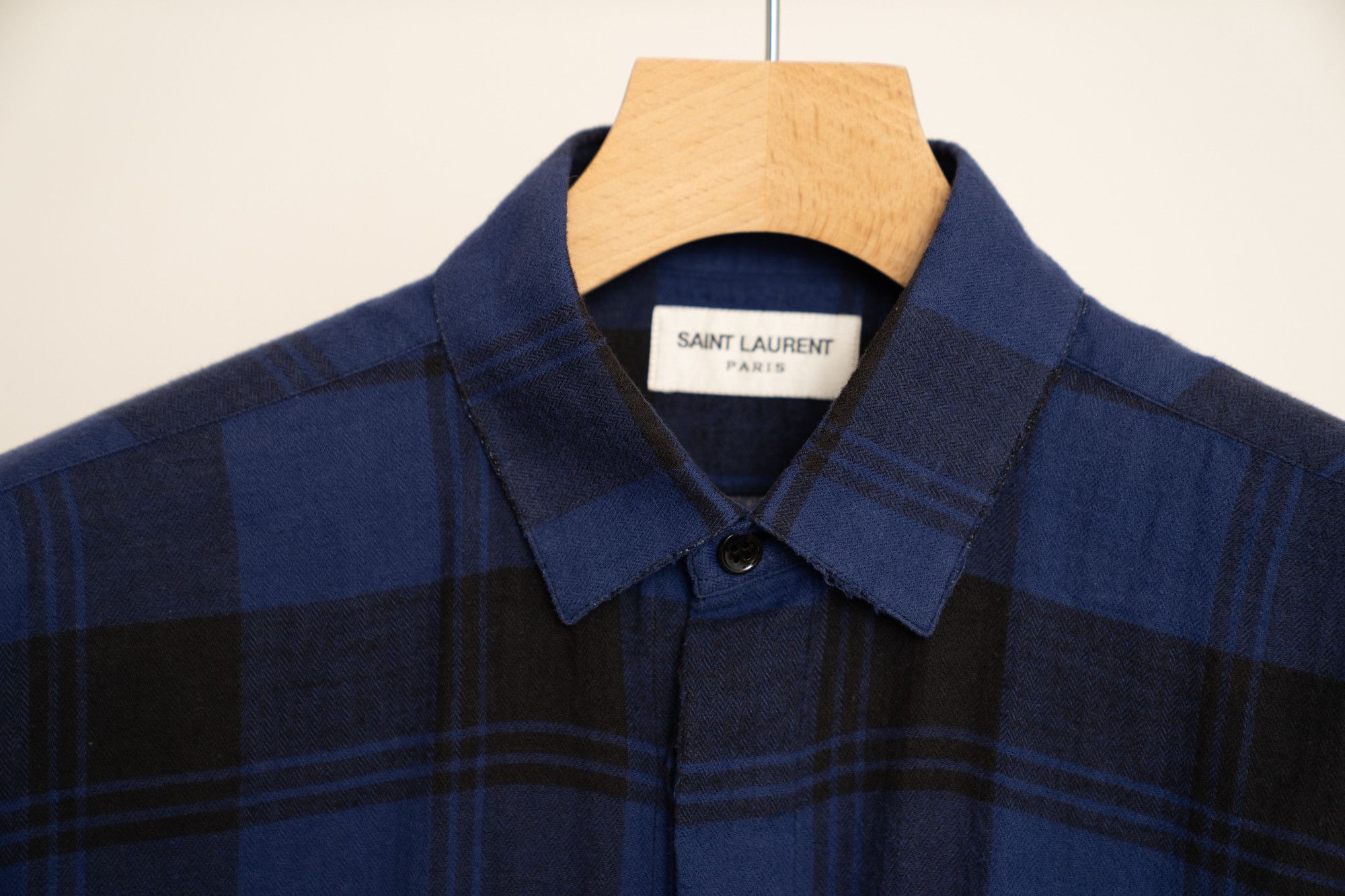 Saint Laurent Paris [NWT] SAINT LAURENT BLACK NAVY CHECK SHIRTS Size US S / EU 44-46 / 1 - 3 Thumbnail