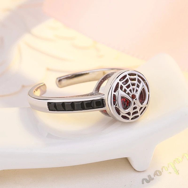 Jewelry Red Crystal Spider Web Open Ring Size ONE SIZE - 3 Thumbnail