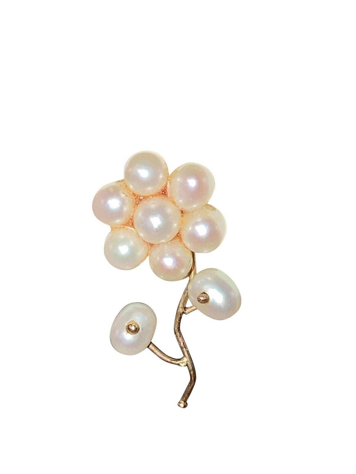 Handmade Mexican Hand Made 14kt Gold Cultured Pearl Flower Earrings Size ONE SIZE - 3 Thumbnail