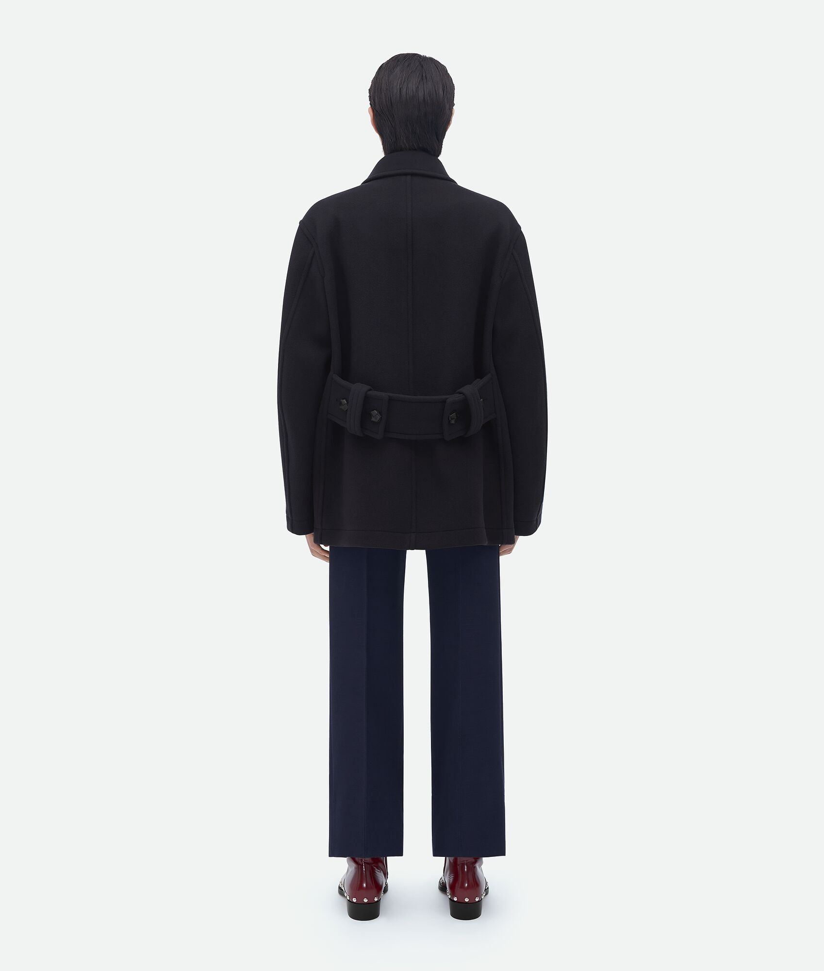 Bottega Veneta o1n1vont0125 Wool And Cashmere Peacoat in Navy Size US L / EU 52-54 / 3 - 3 Thumbnail