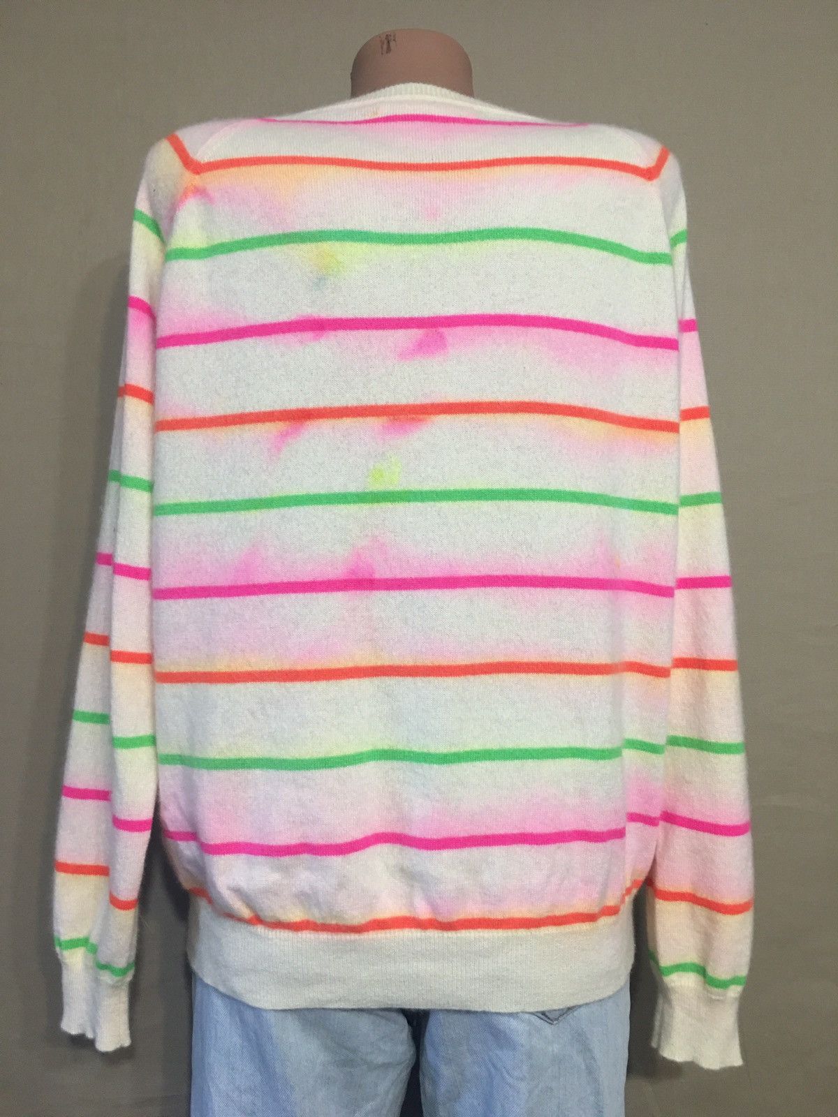 Other GUSSY and LOU Cream Multi Neon Stripes Cashmere Sweater M Size M / US 6-8 / IT 42-44 - 6 Thumbnail
