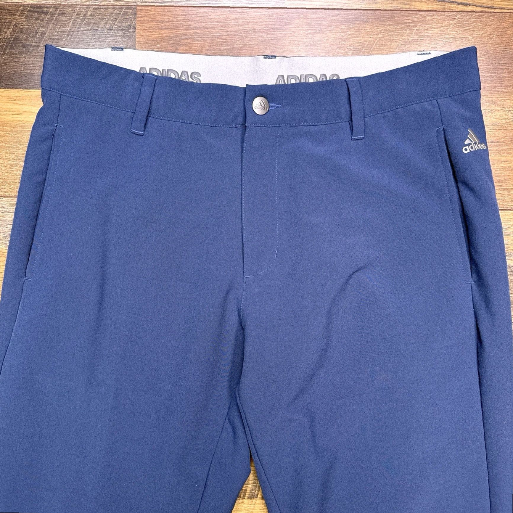Adidas Adidas Pants Mens 32x34 Blue Stretch Flat Front Athletic Straight Chino Logo Rise 10-12 In Middle Inseam 34 Vintage No Size US 32 / EU 48 - 2 Thumbnail