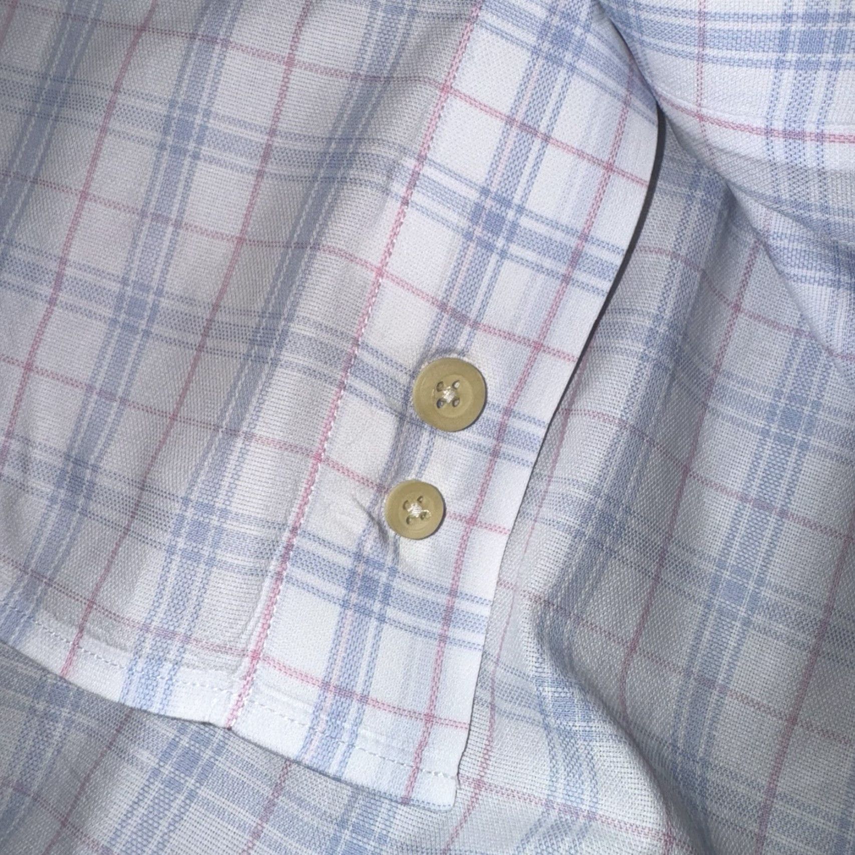Pinko Ledbury Shirt Long Sleeve Button-Up Plaid Slim Fit Large 17 White Blue Pink Men Button Front, 100% Cotton, Regular 32.5x24.5, Slimming Size US XL / EU 56 / 4 - 4 Thumbnail