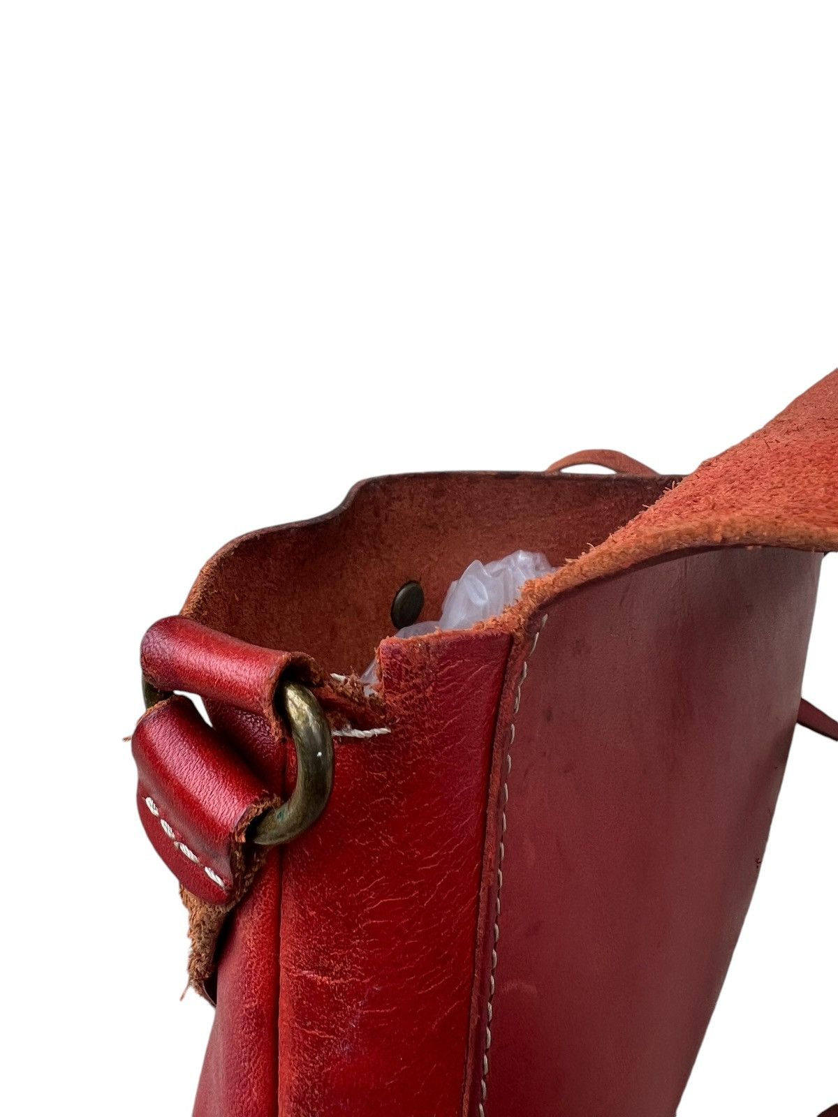 Leather Vintage Kissora Japan Fade Distress Patina Leather Sling Bag Size ONE SIZE - 21 Thumbnail