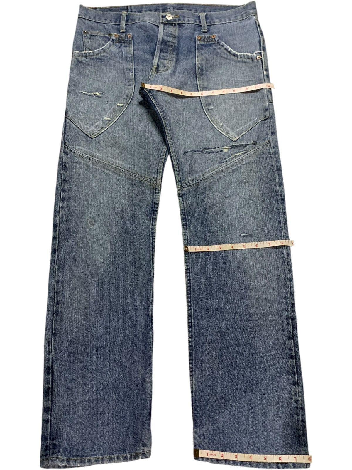 Japanese Brand Vintage Japanese Brand Blue Wash Selvedge Loose Jeans Size US 36 / EU 52 - 13 Thumbnail