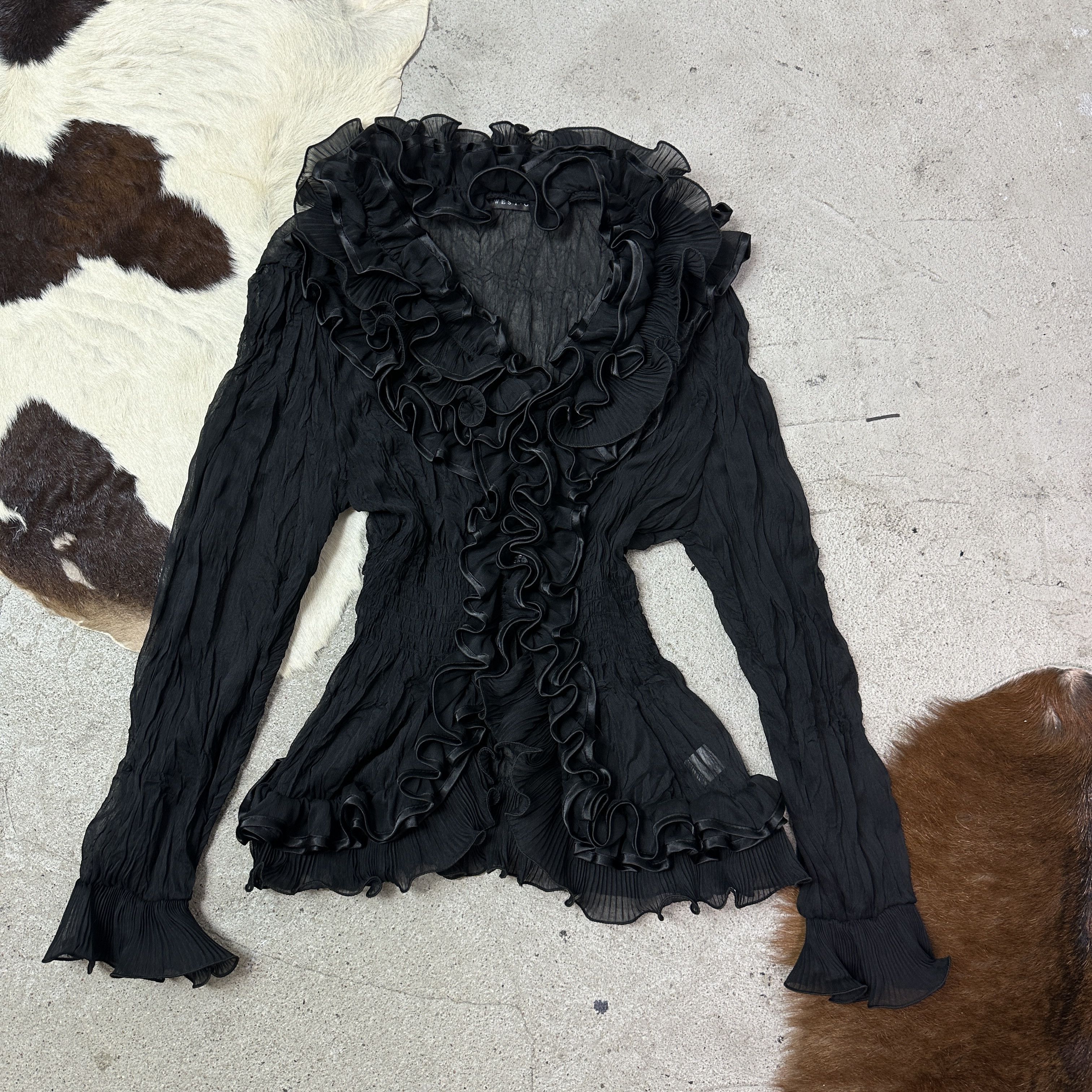 Vintage Vintage Pleated Sheer Gothic Romantic Shirt 00s Size S / US 4 / IT 40 - 2 Thumbnail