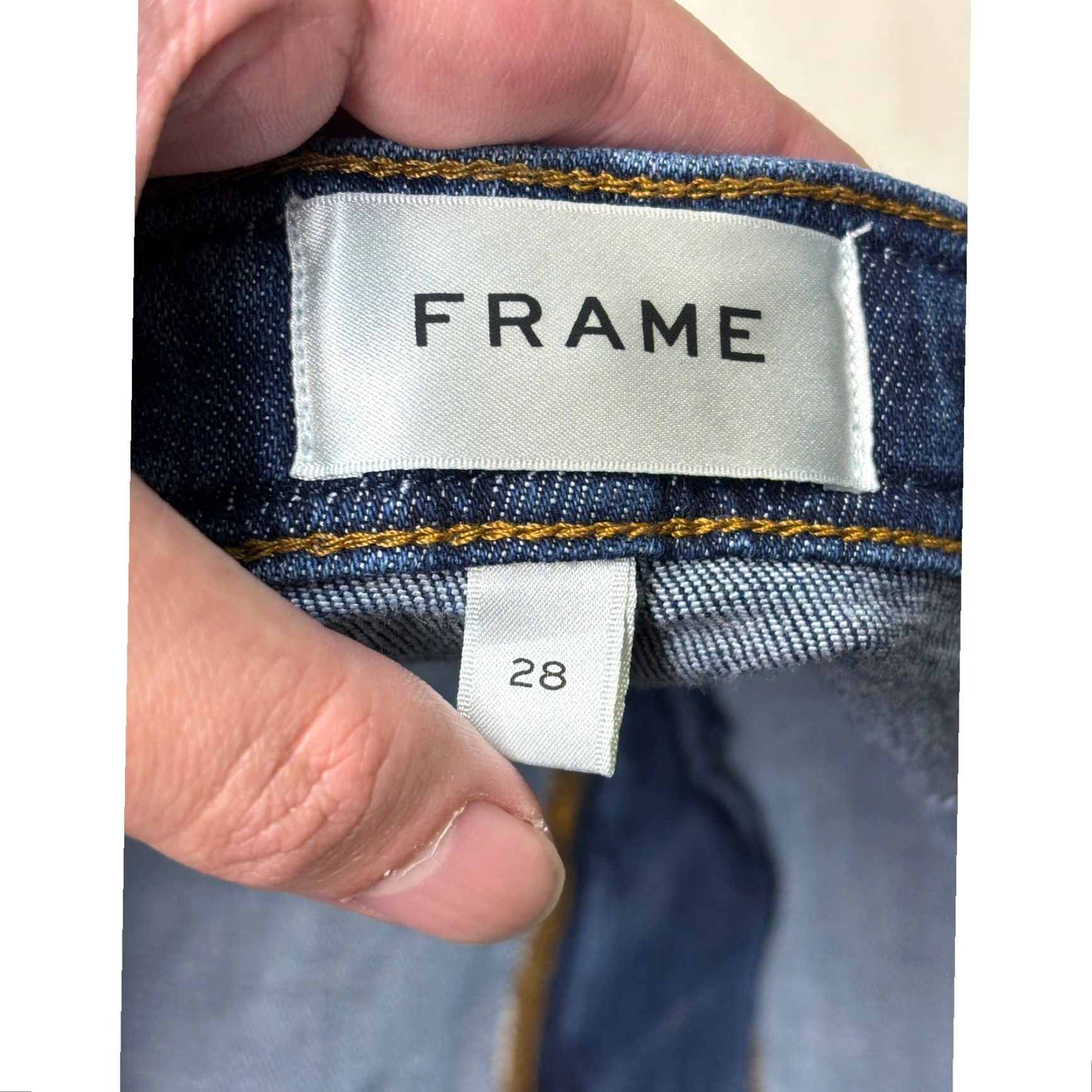 Frame FRAME High Rise Flare Jeans Dark Wash Women's 29 In Denim Cotton Spandex Zip Button 5-Pocket Bag Braided Waist Flared Bootcut Modern Womens Size 29" - 5 Thumbnail