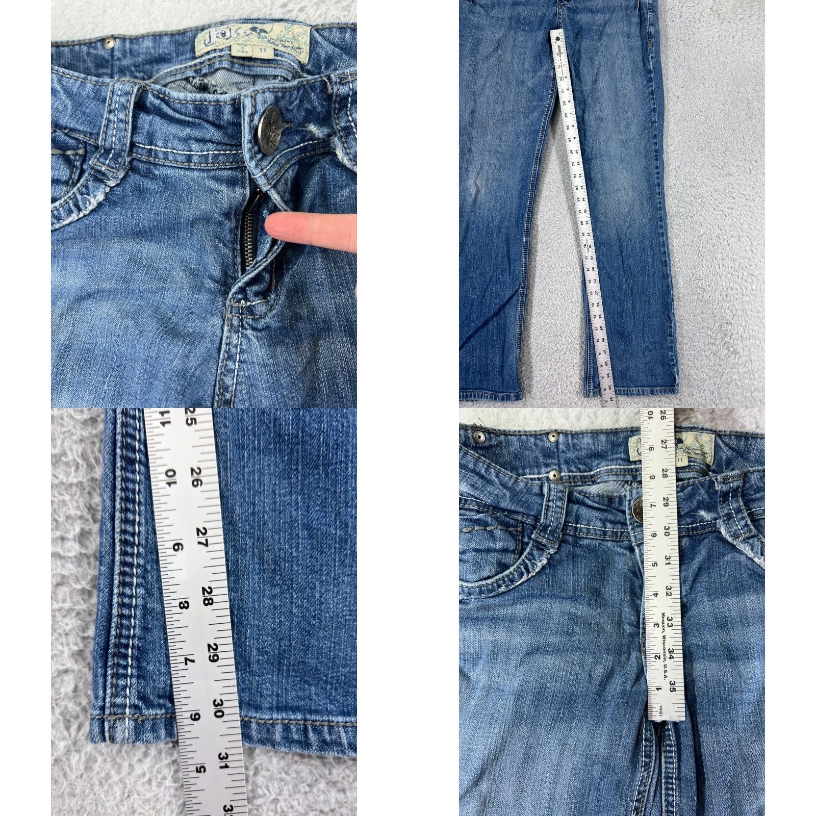 Vintage Jolt Jeans Women Bootcut 11 Blue Denim Distressed Cotton Blend 5-Pocket Regular Inseam 30.5 in Womens Jeans Size 32" / US 10 / IT 46 - 8 Thumbnail