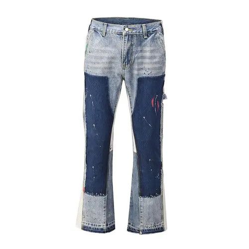 Jean Distressed Splash Ink Flare Jeans Urban Streetwear Size US 36 / EU 52 - 4 Thumbnail