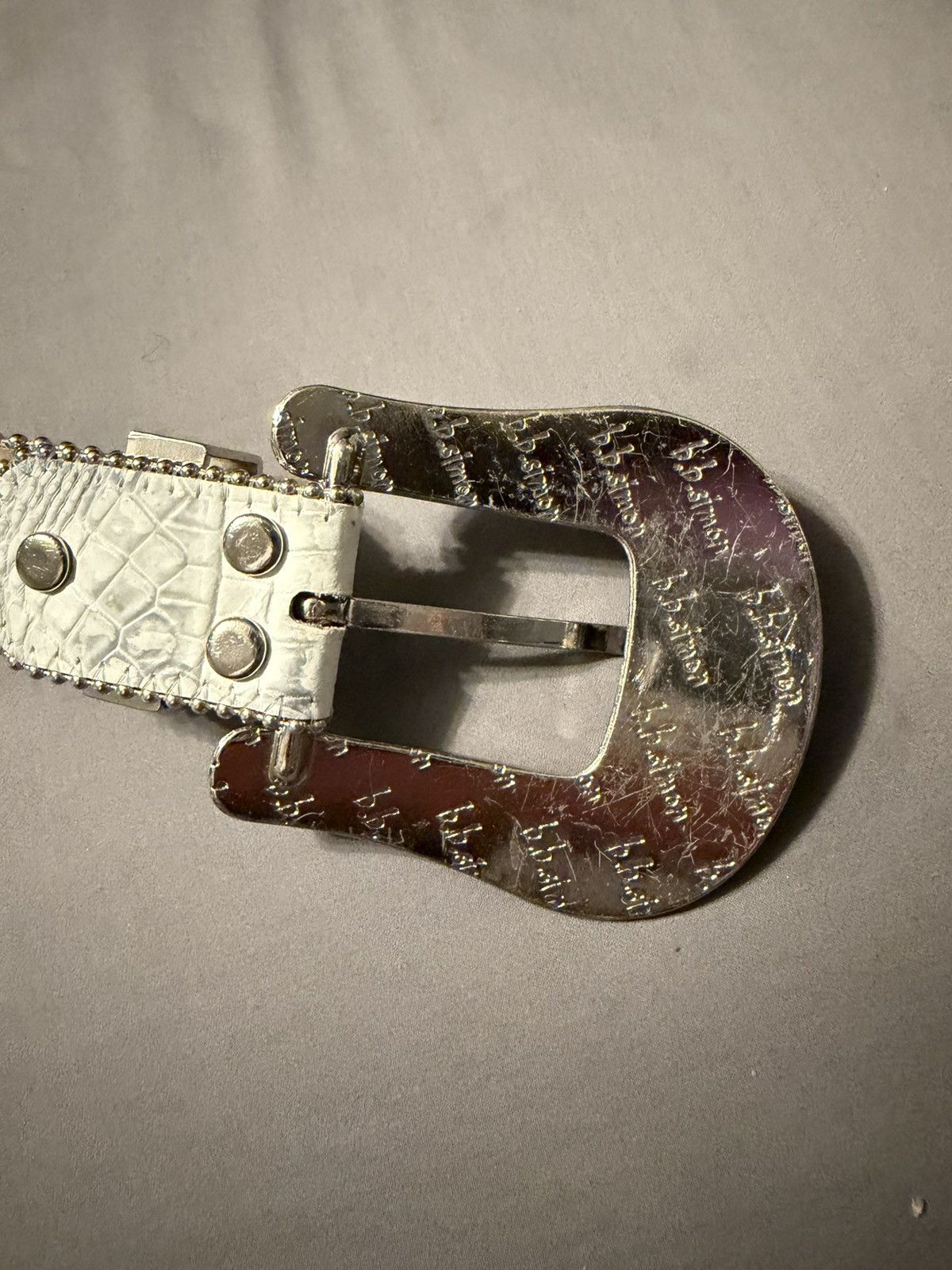 B.B. Simon B.B. Simon White Belt 3 row stones Size 34 - 5 Thumbnail