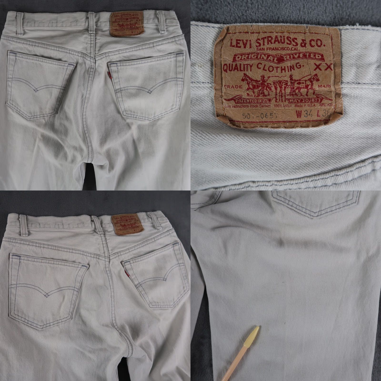 Levi's VINTAGE Levi's 501 Jeans Gray 34x36 Denim 80s USA Regular Straight Mens Regular Fit 5-Pocket Belt Loops Button Loose/Light Wear Size US 34 / EU 50 - 11 Thumbnail