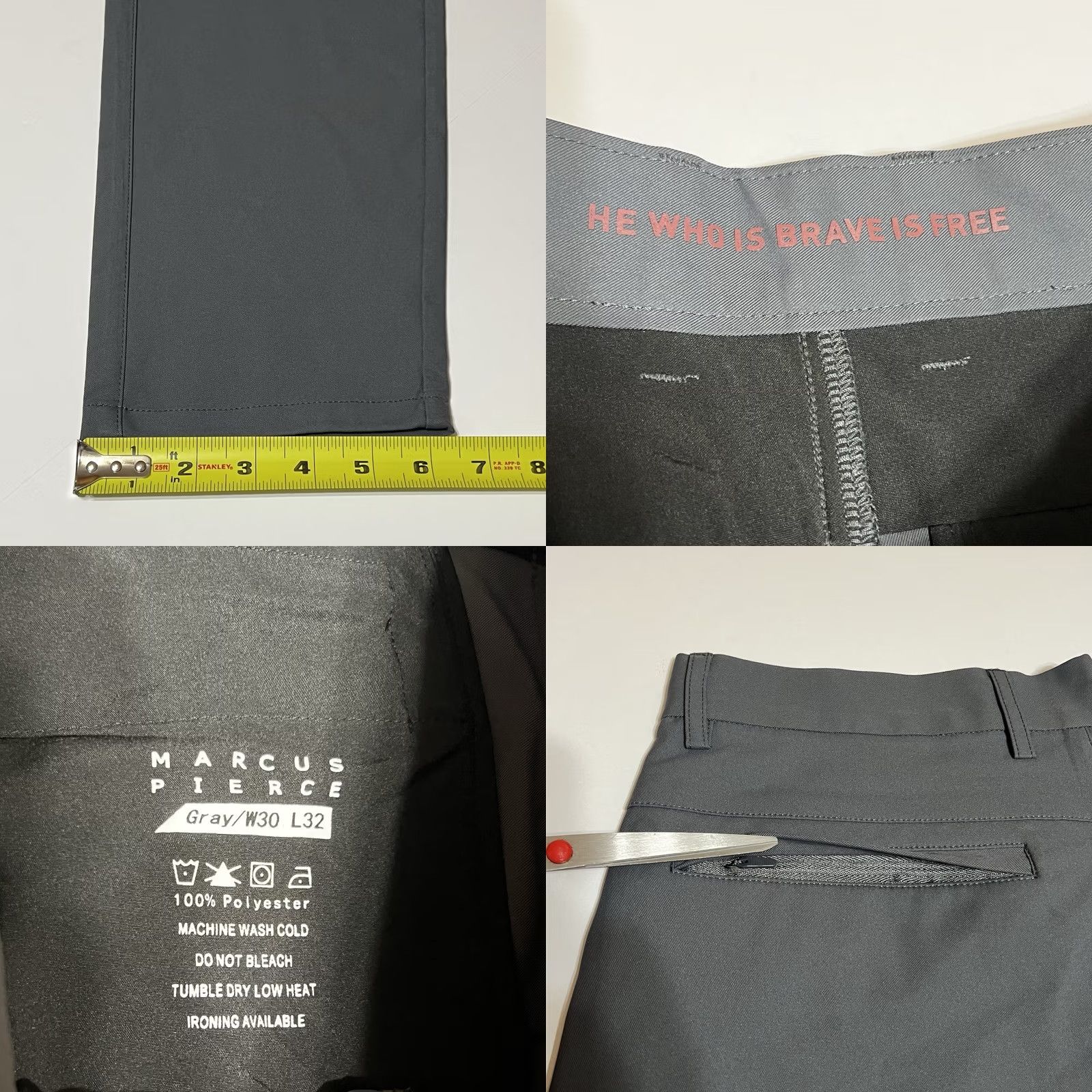 Vintage Marcus Pierce Renegade Pants Mens 30x32 Gray Chino Slim Tapered 30x30.5 5-Pocket Front Flat Front Modern City College Sports Button Zip Regular Size US 30 / EU 46 - 8 Thumbnail