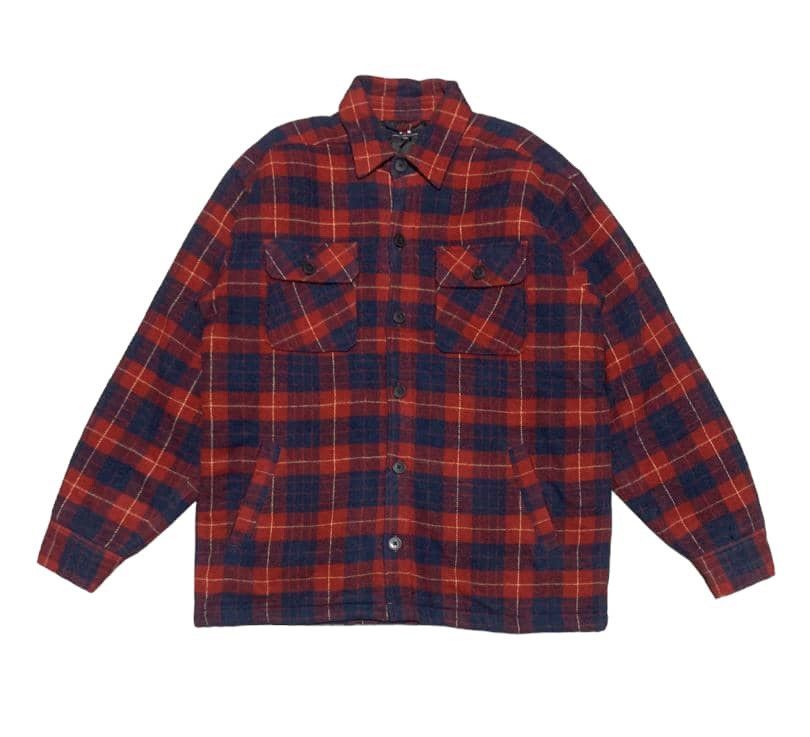 image of Cashmere Wool x Flannel Vintage 90's Wool Flannel Shirt Jacket By Van Jac in Red, Men's (Size Large