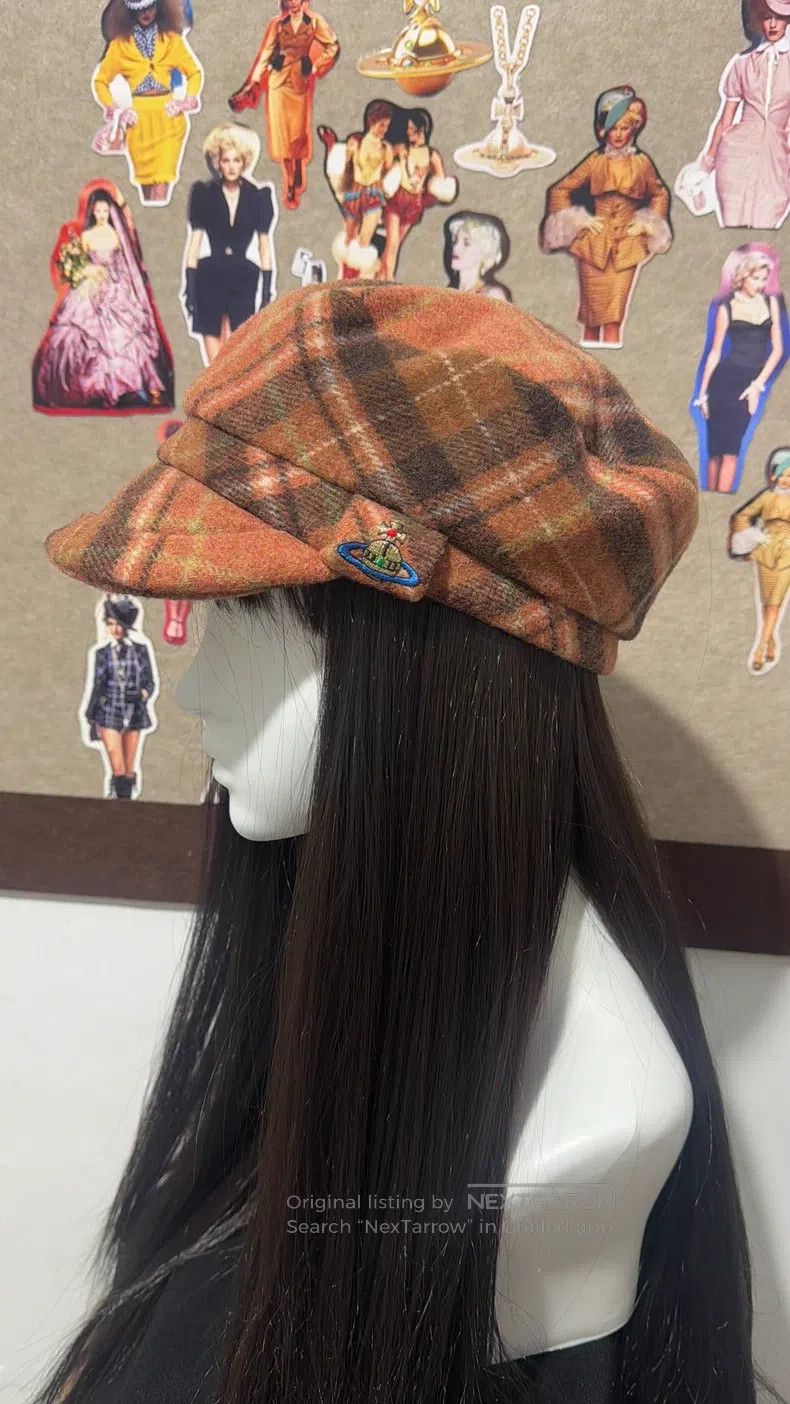 Vivienne Westwood Vivienne Westwood Out-of-Print Orange Plaid Newsboy Hat Size ONE SIZE - 1 Thumbnail