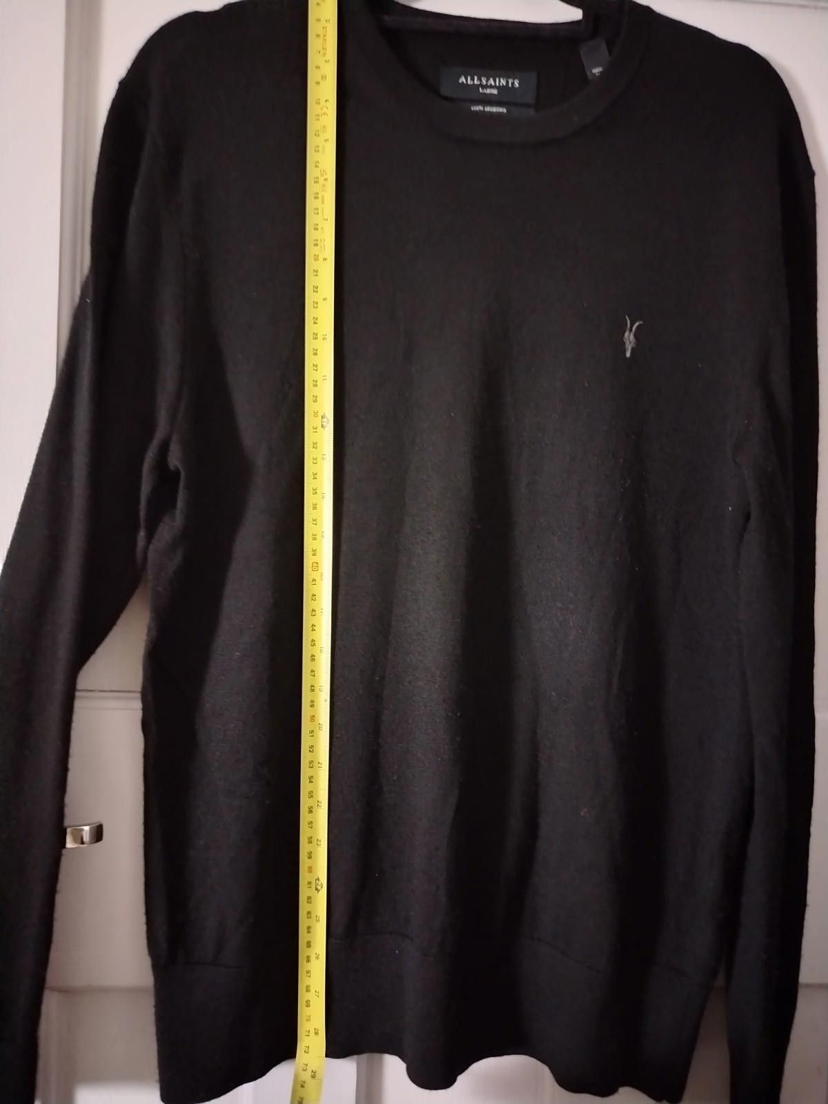 Allsaints AllSaints Men's Black Merino Wool Jumper Size US L / EU 52-54 / 3 - 7 Thumbnail