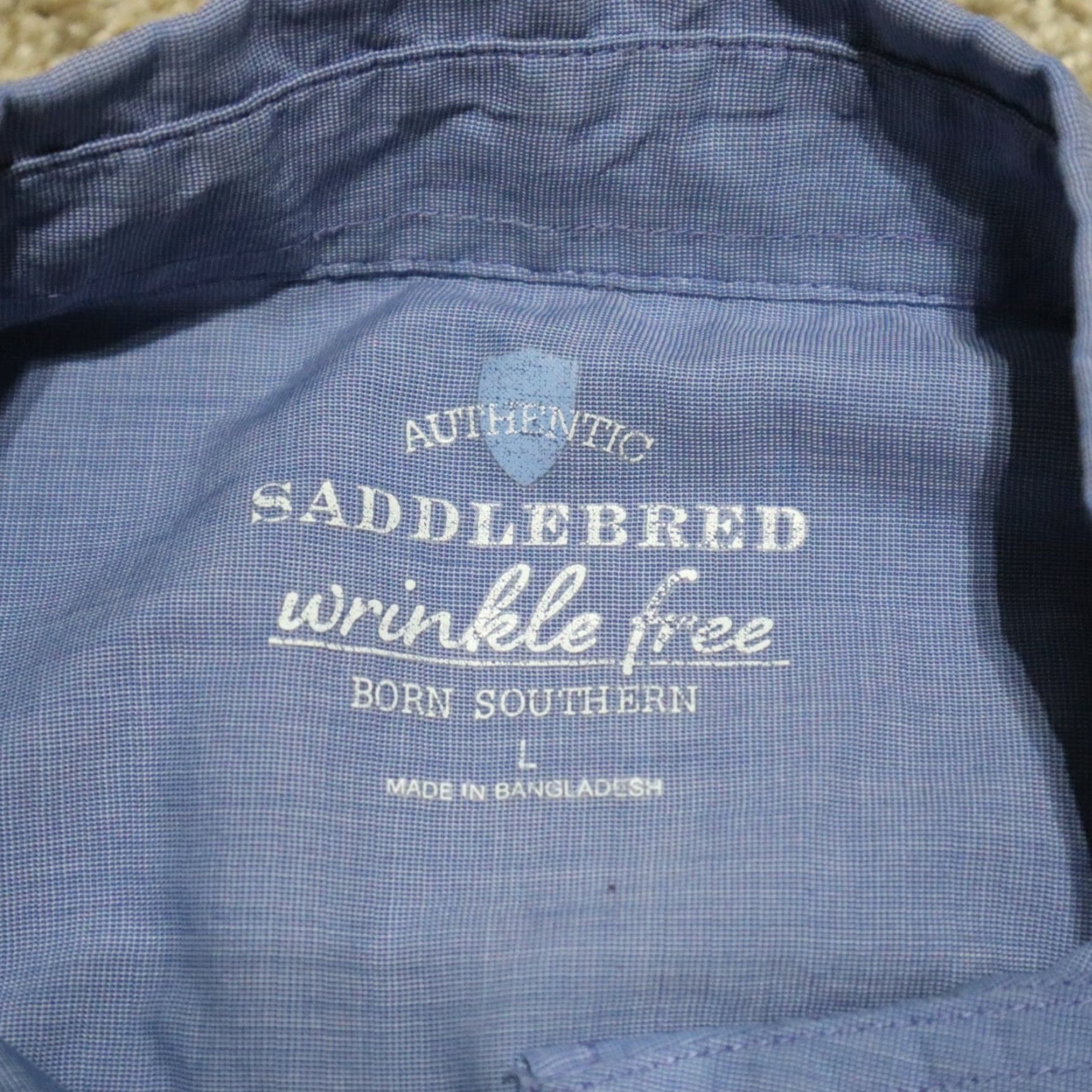 Born Saddlebred Shirt Blue Button Down Long Sleeve Mens L Large Color Light Blue Regular Cotton Button-Up Shirt Mens Size US L / EU 52-54 / 3 - 7 Thumbnail