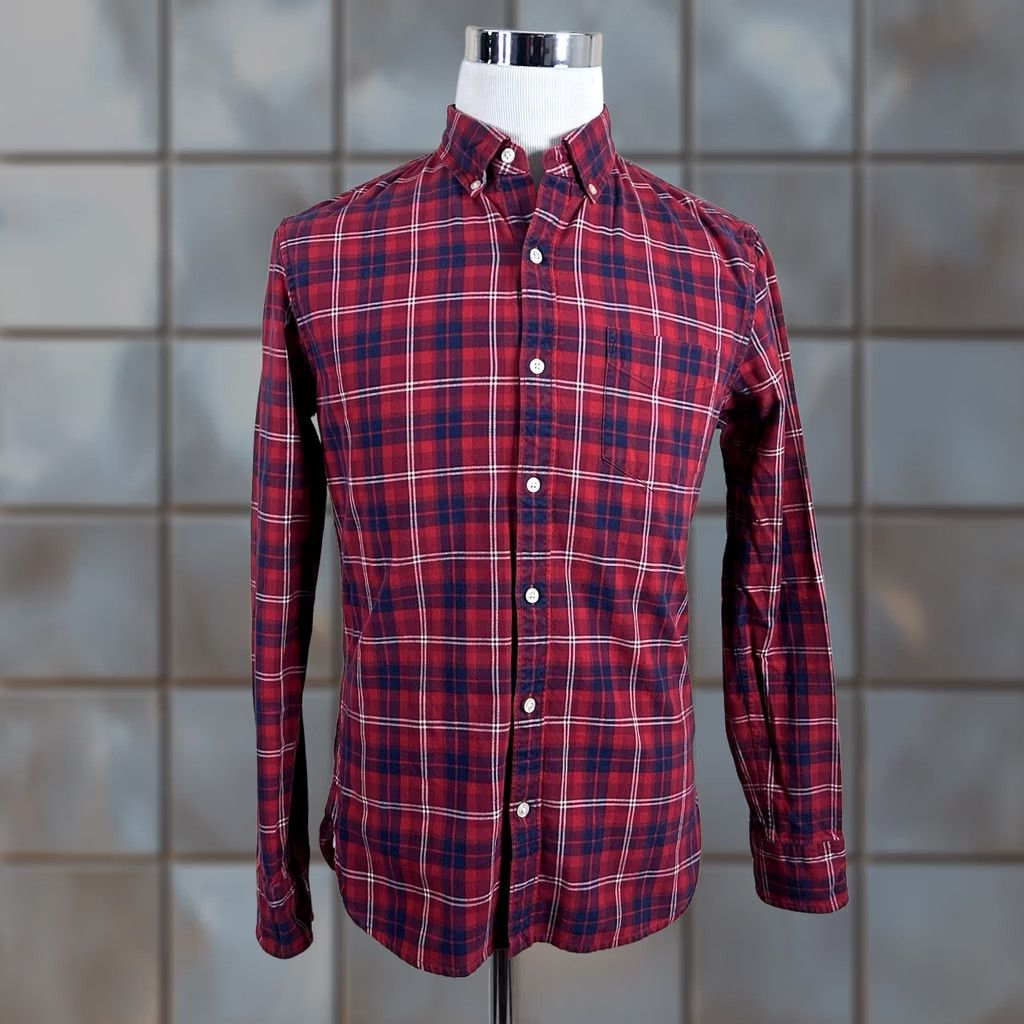 Bonobos Bonobos Button-Up Shirt Plaid Cotton Flannel Slim Fit Red White Blue M Mens Size US M / EU 48-50 / 2 - 1 Thumbnail