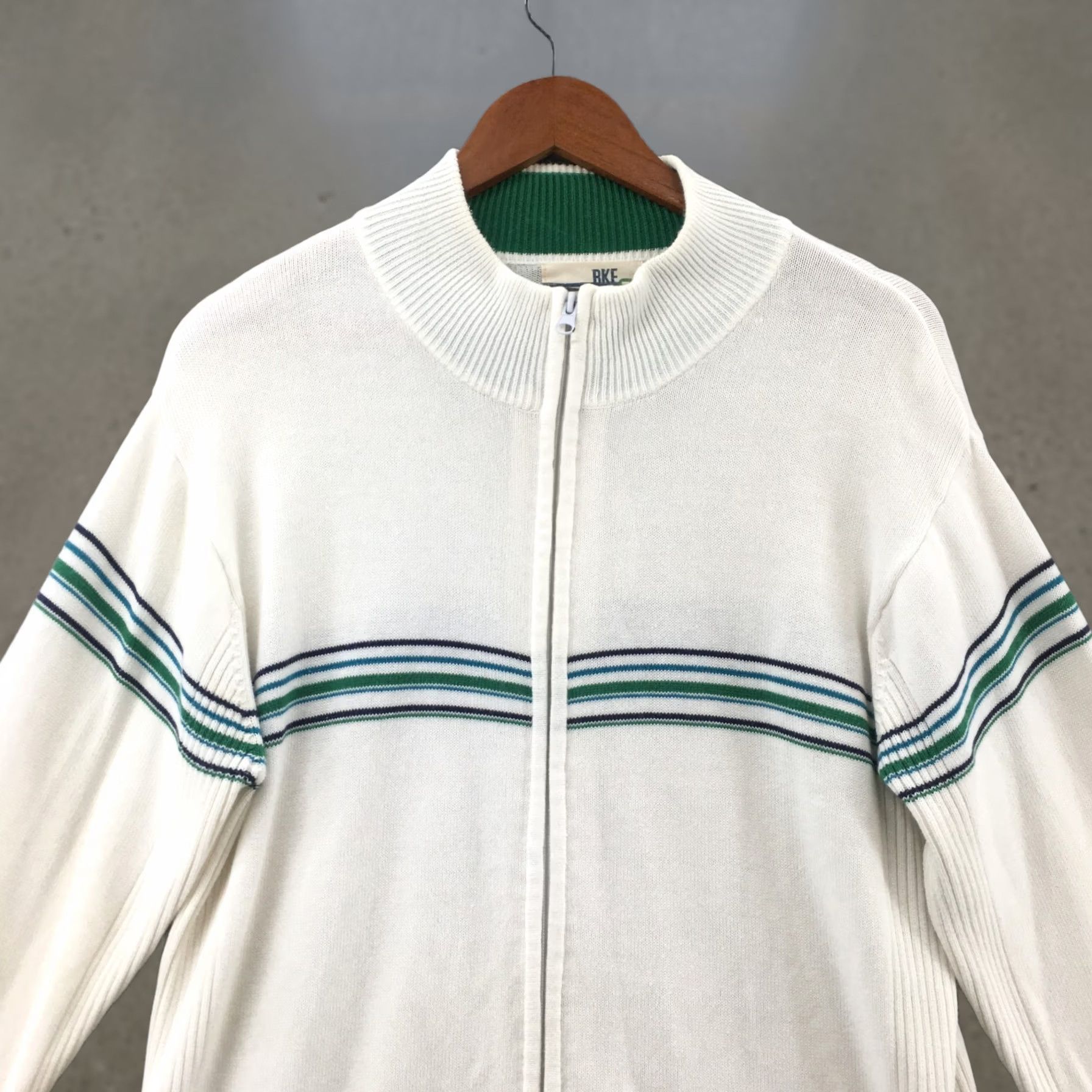 BKE BKE Sweater Mens M White Cotton Blend Knit Full Zip Long Sleeve Mock Neck Shirt Size US M / EU 48-50 / 2 - 1 Thumbnail