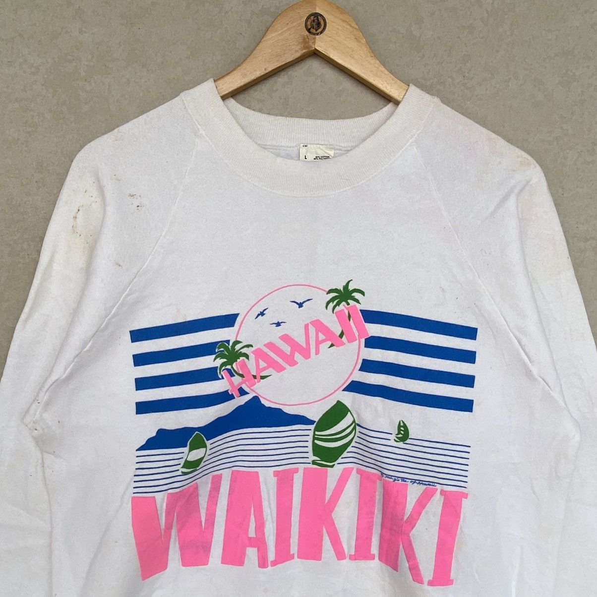 Other Vintage Fruit Of The Loom Printed Crewneck Sweatshirt White Size L / US 10 / IT 46 - 4 Thumbnail