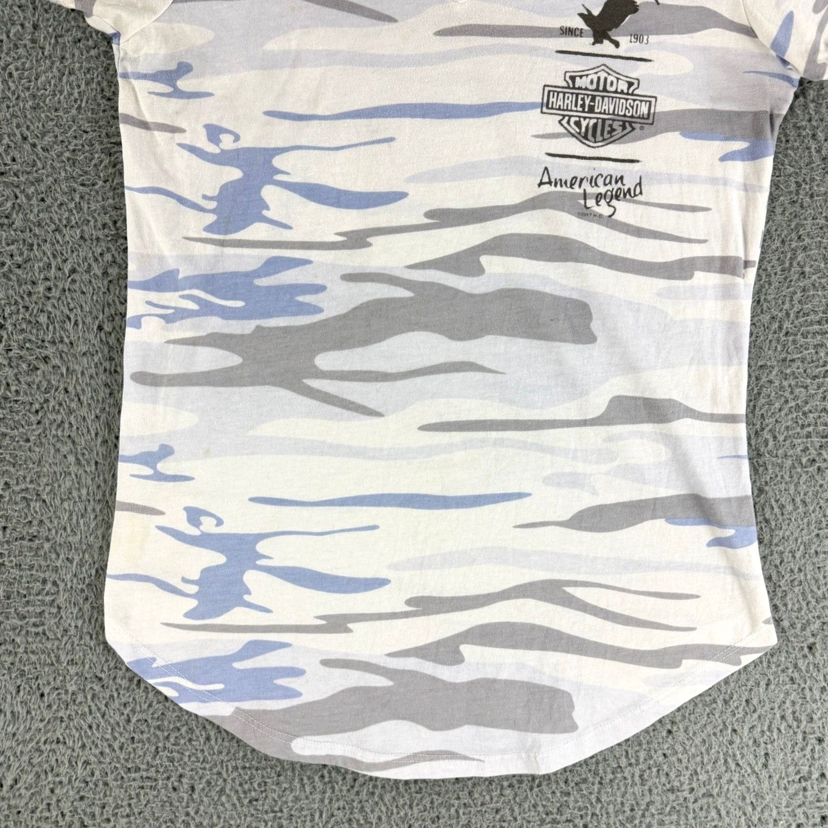 Harley Davidson Harley-Davidson T-Shirt Womens XL Blue Camo V-Neck American Legend Logo Tee Size L / US 10 / IT 46 - 6 Thumbnail