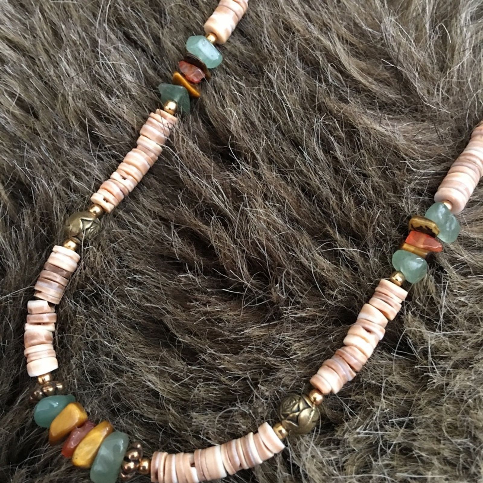 Vintage Vintage agate with gold tone rose accents necklace Size ONE SIZE - 6 Thumbnail