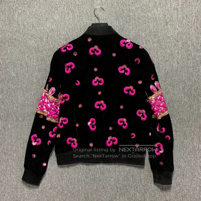 Saint Laurent Paris Saint Laurent Paris Black Velvet Pink Cherry Blossom Scale Size US M / EU 48-50 / 2 - 5 Thumbnail