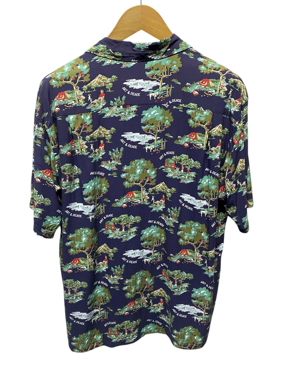 GU GU Art & Peace Open Collar Rayon Shirt Size US L / EU 52-54 / 3 - 2 Thumbnail