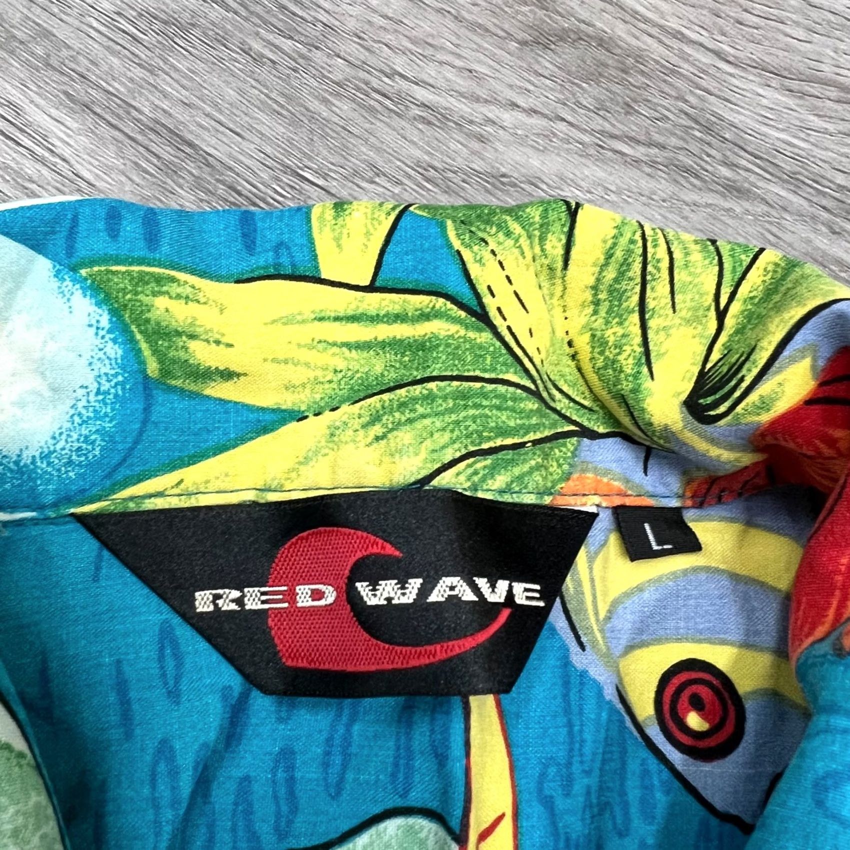 ALOHAS Red Wave Hawaii Aloha Silk Short Sleeve Shirt Mens L Multicolor Floral Button-Up Cap Sleeve Shirt Size US L / EU 52-54 / 3 - 4 Thumbnail