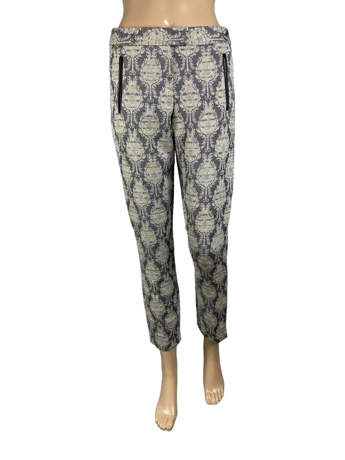 Maje Maje Embroidered Pants Crop Geometric Pattern Cotton Wool Size 25" / US 0 / IT 36 - 4 Thumbnail
