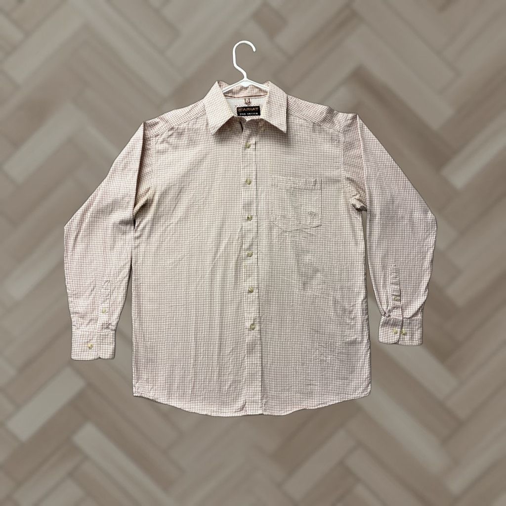 Ariat Ariat Dress Shirt Mens XLT Blue Check Button Up / 118-52 Size 46R - 1 Thumbnail