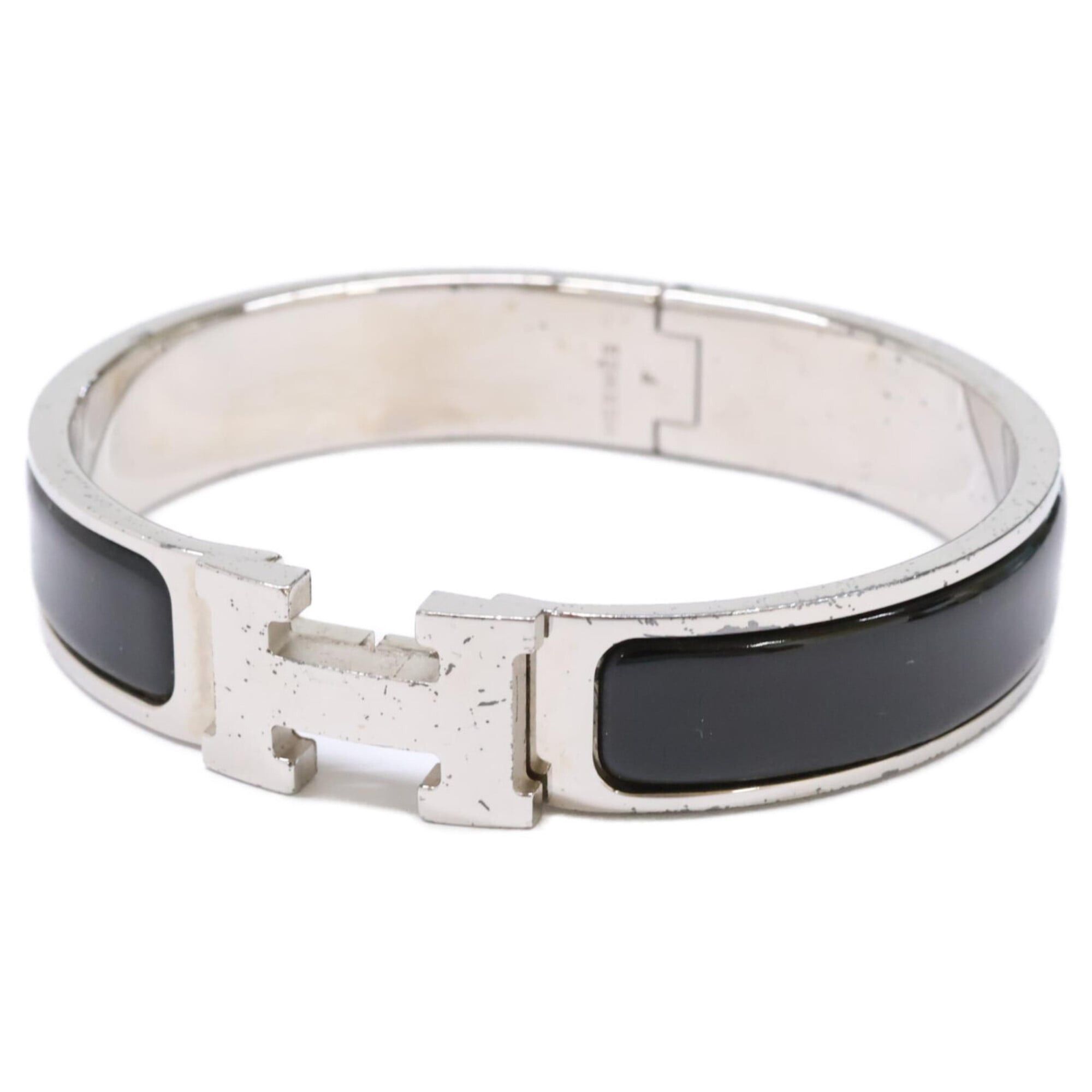 Hermes HERMES Click H PM Bangle, Silver/Black, Women's Size ONE SIZE - 1 Thumbnail