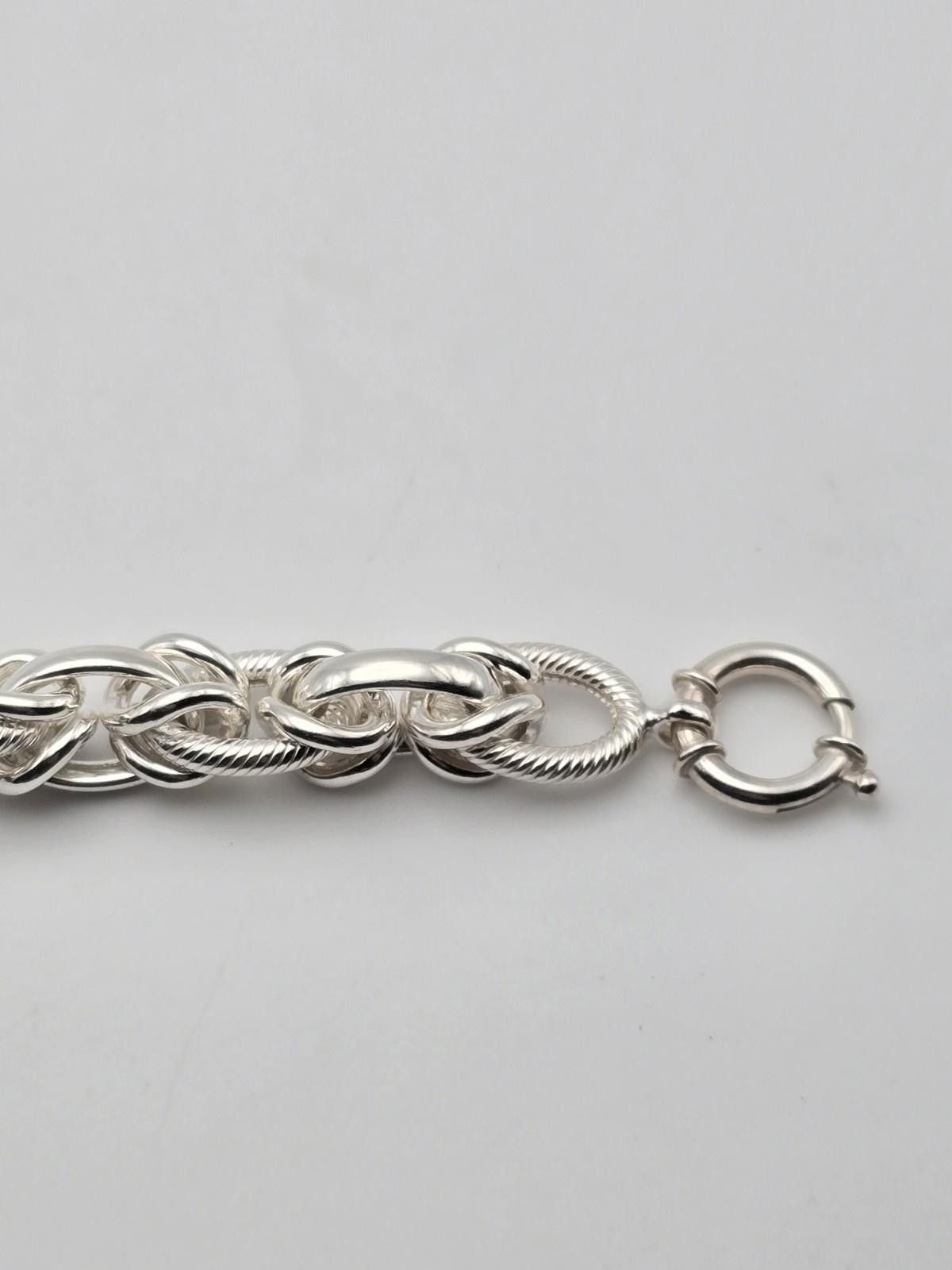 Chalk Line Byzantine Link Chain Bracelet Sterling Silver 7.75" Textured Size ONE SIZE - 6 Thumbnail
