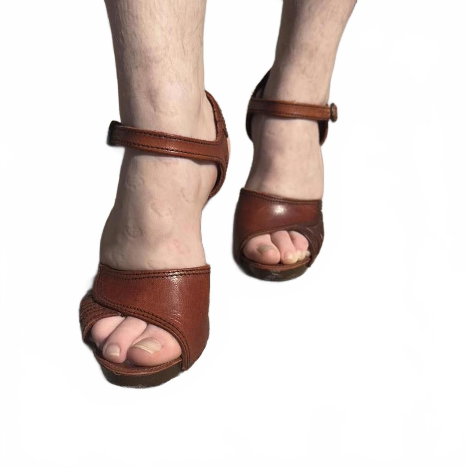 Other 70s Leather Platform Heels Slingback Peep Toe –Italy Size US 6 / IT 36 - 4 Thumbnail