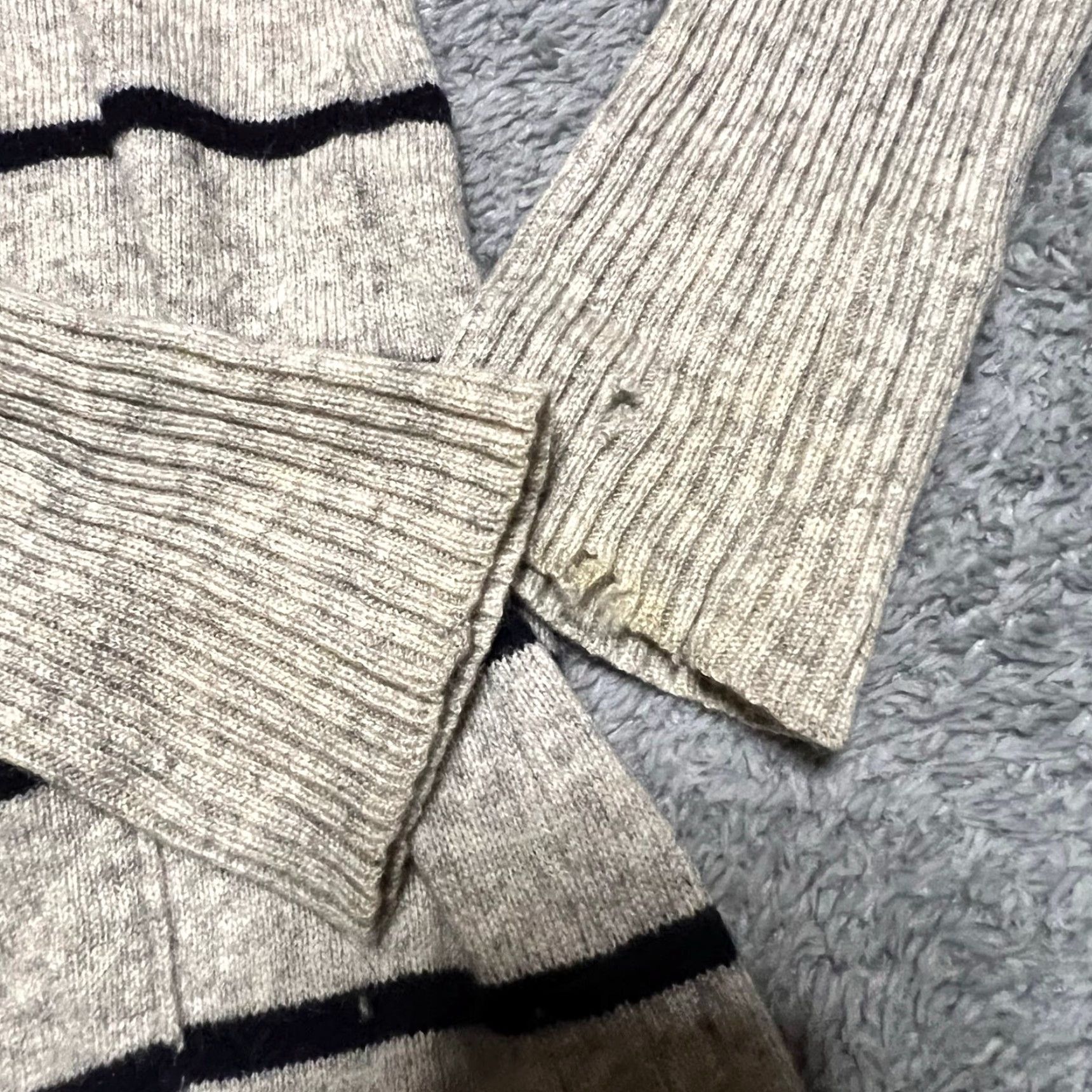 Vintage Ruehl No. 925 Sweater Cardigan Womens Small Grey Stripe Long Hooded S Regular Womens Size S / US 4 / IT 40 - 3 Thumbnail