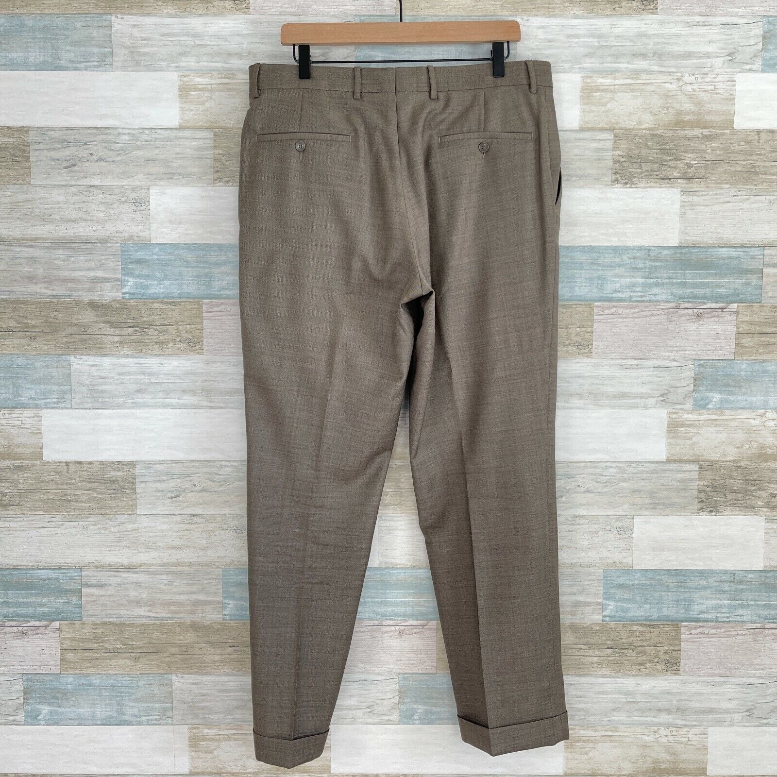 Jos A Bank Travelers Wool Suit Taupe Brown Slim Fit Mens 41R